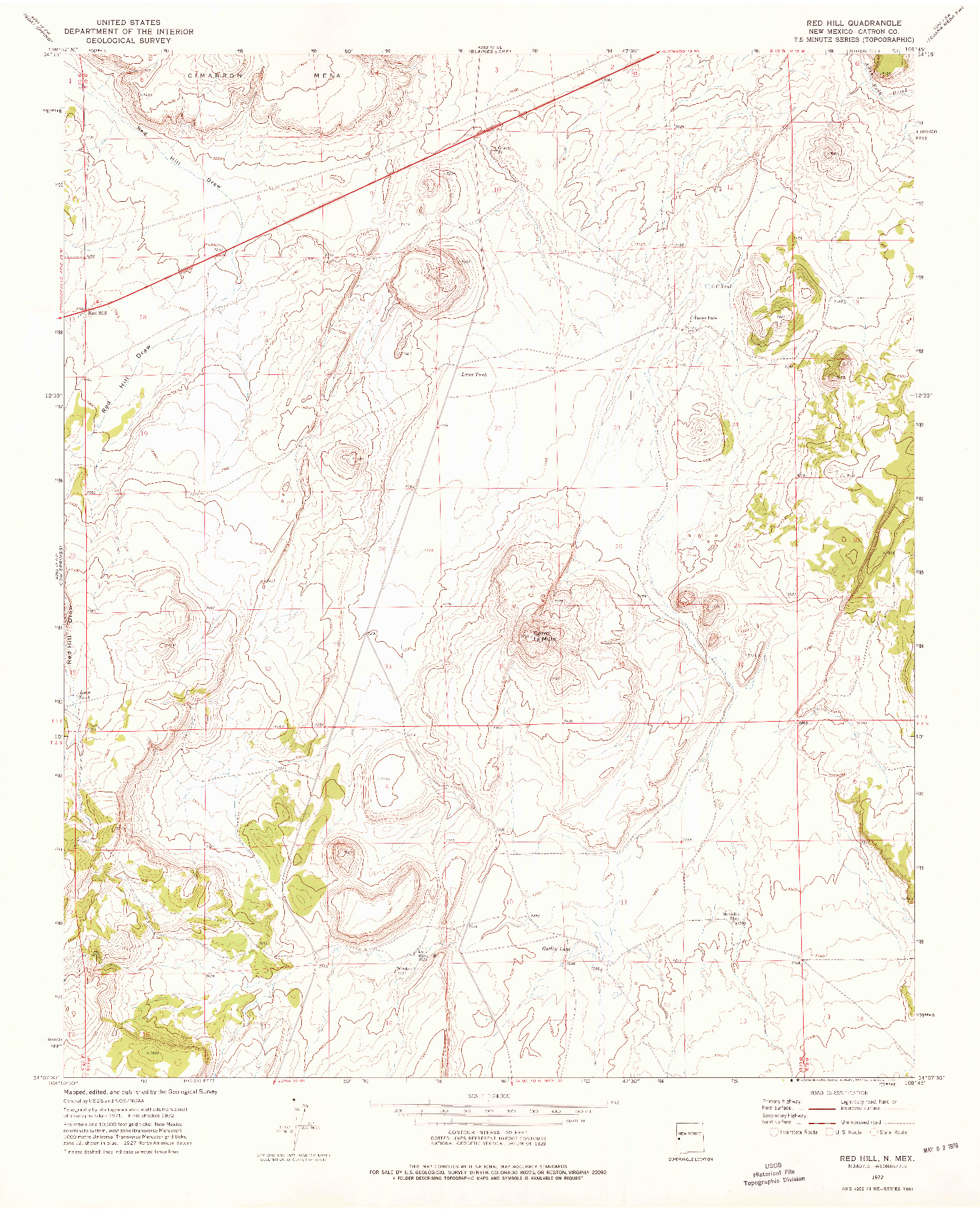 USGS 1:24000-SCALE QUADRANGLE FOR RED HILL, NM 1972
