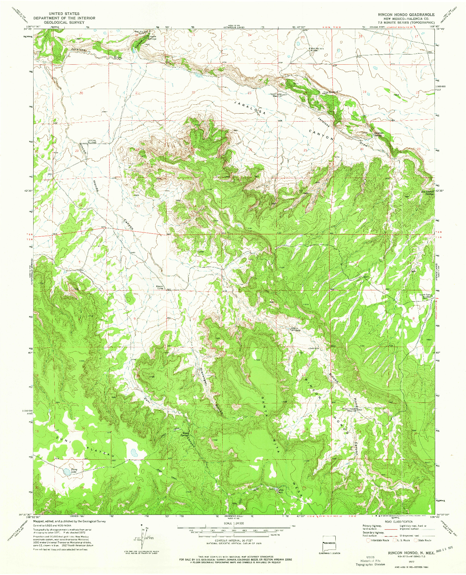 USGS 1:24000-SCALE QUADRANGLE FOR RINCON HONDO, NM 1972