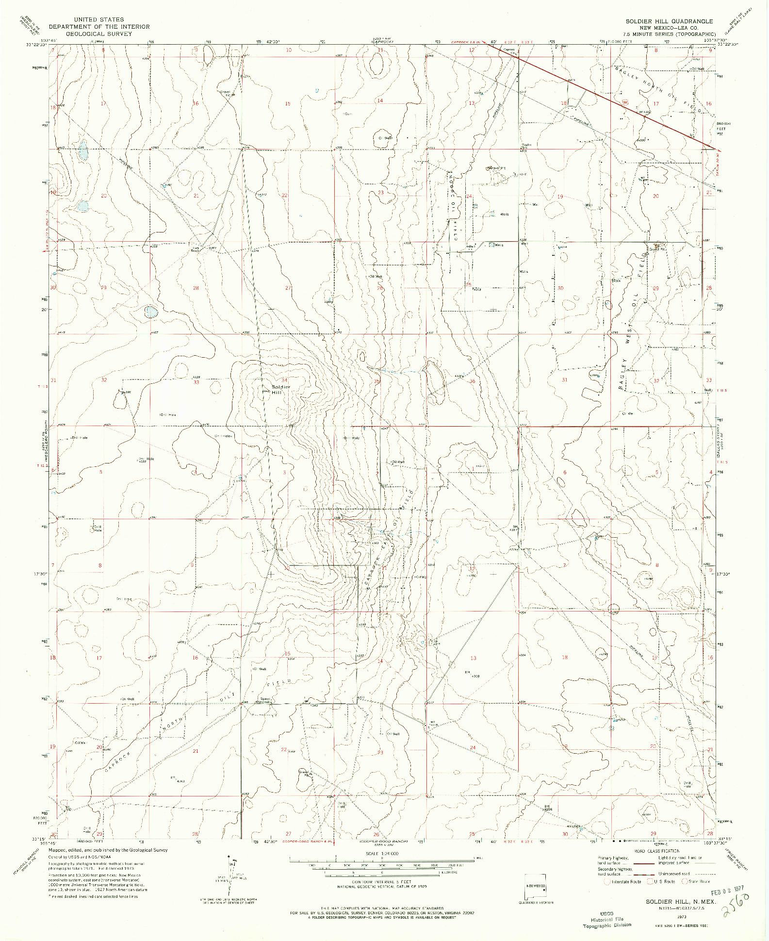 USGS 1:24000-SCALE QUADRANGLE FOR SOLDIER HILL, NM 1973