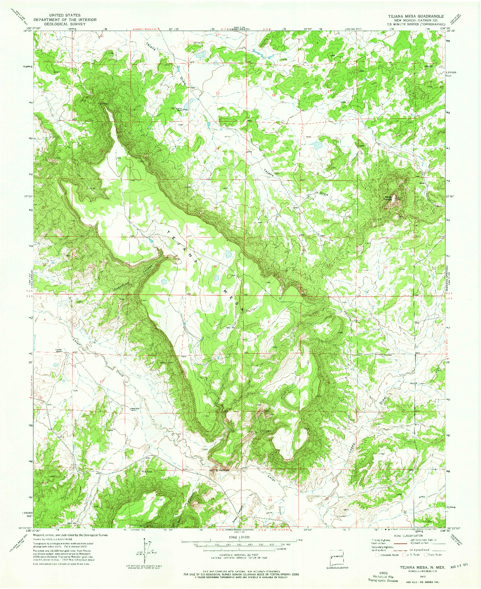 USGS 1:24000-SCALE QUADRANGLE FOR TEJANA MESA, NM 1972