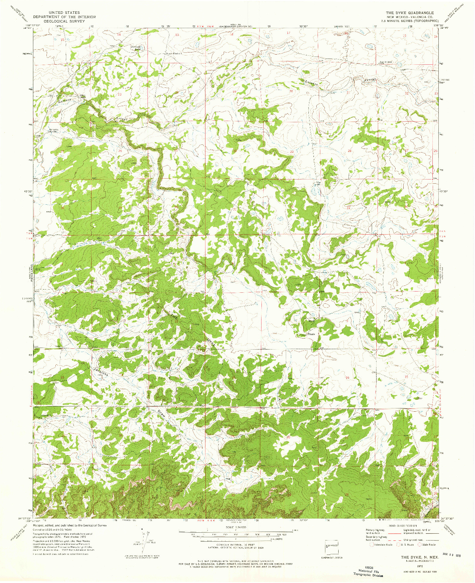 USGS 1:24000-SCALE QUADRANGLE FOR THE DYKE, NM 1972