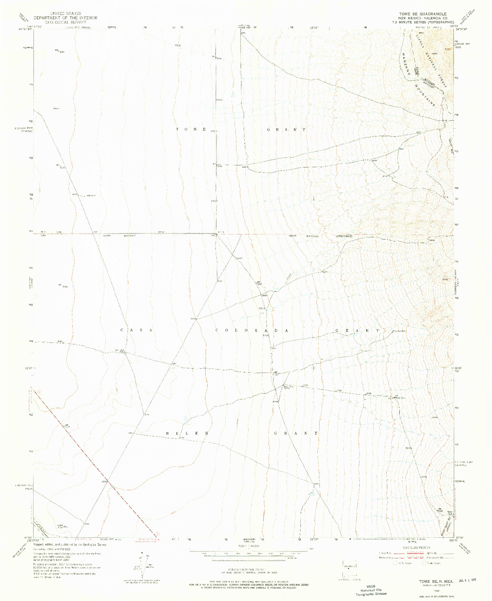 USGS 1:24000-SCALE QUADRANGLE FOR TOME SE, NM 1952