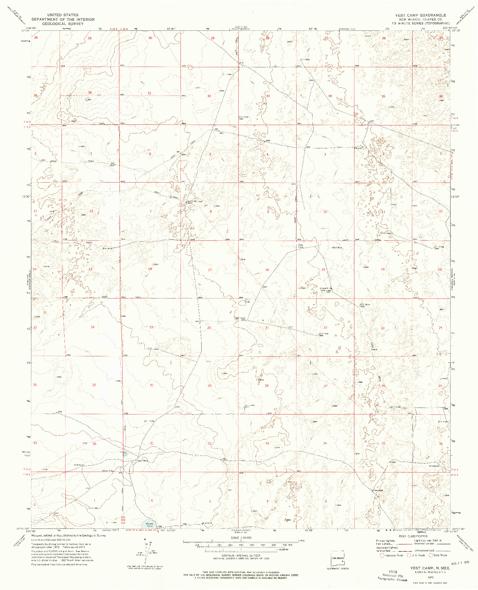 USGS 1:24000-SCALE QUADRANGLE FOR VEST CAMP, NM 1973