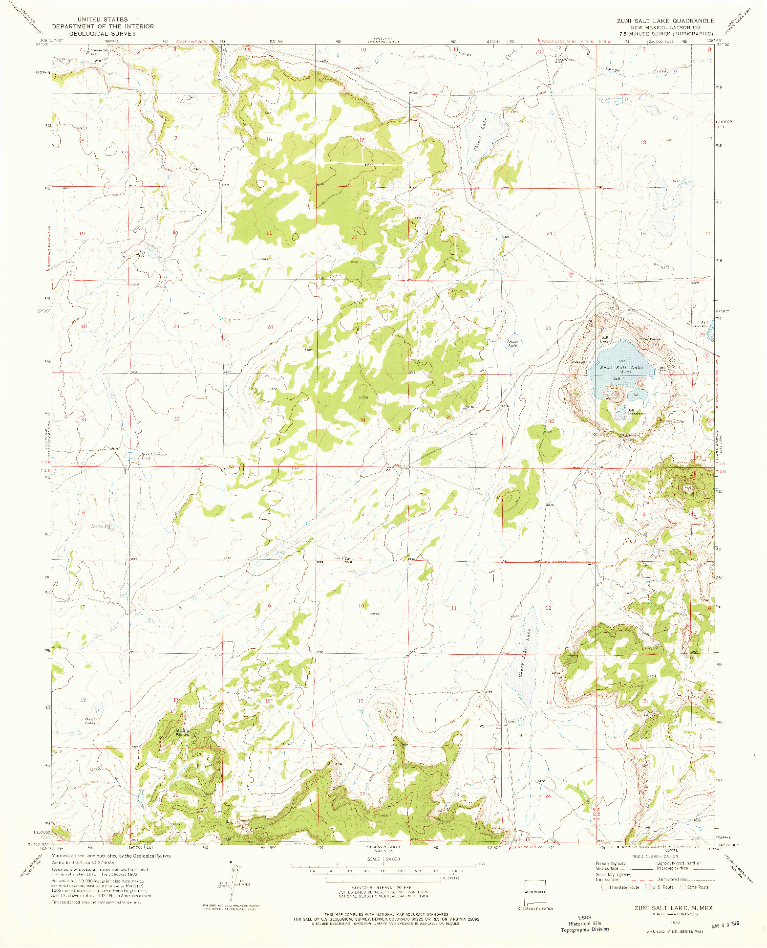 USGS 1:24000-SCALE QUADRANGLE FOR ZUNI SALT LAKE, NM 1972