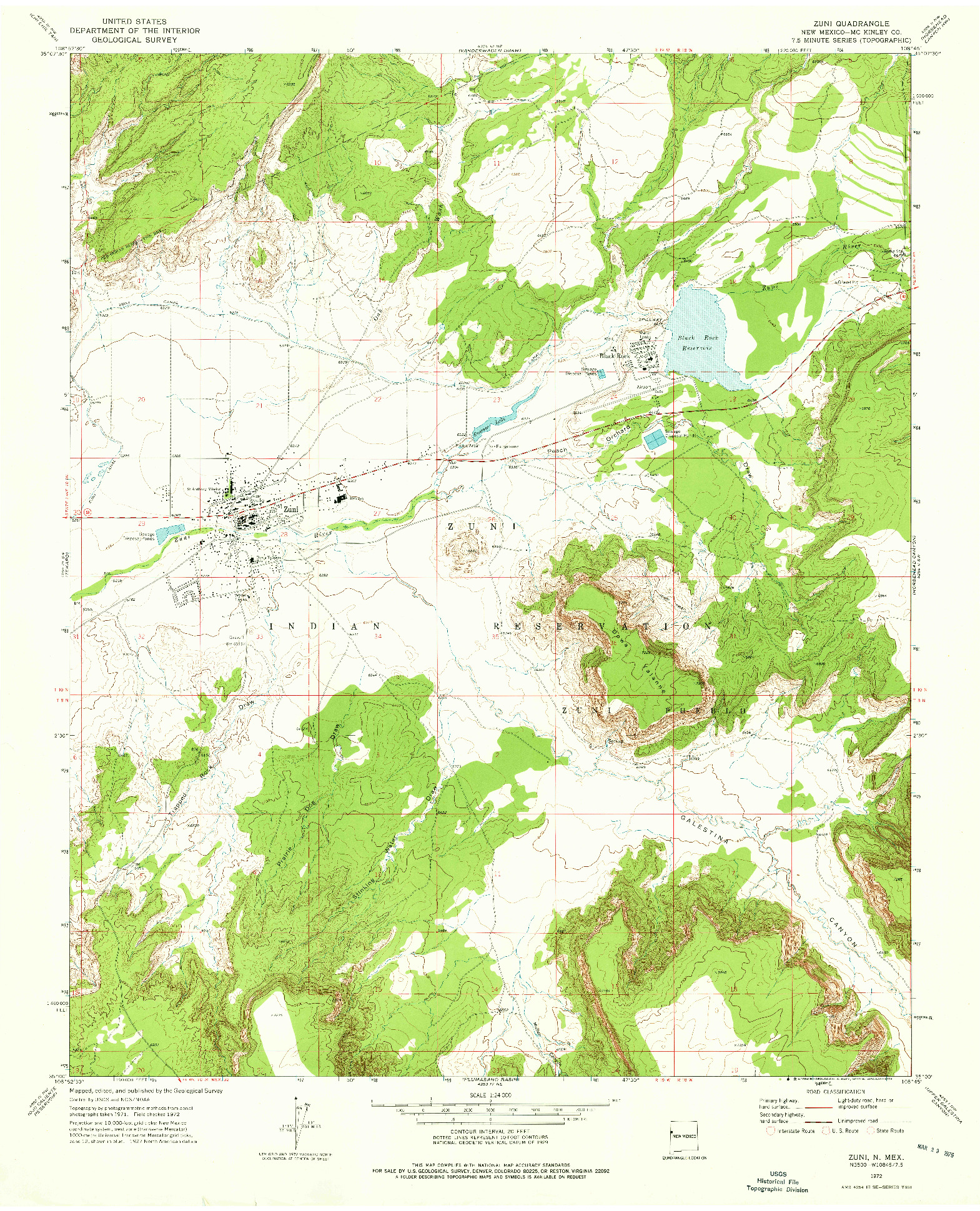 USGS 1:24000-SCALE QUADRANGLE FOR ZUNI, NM 1972