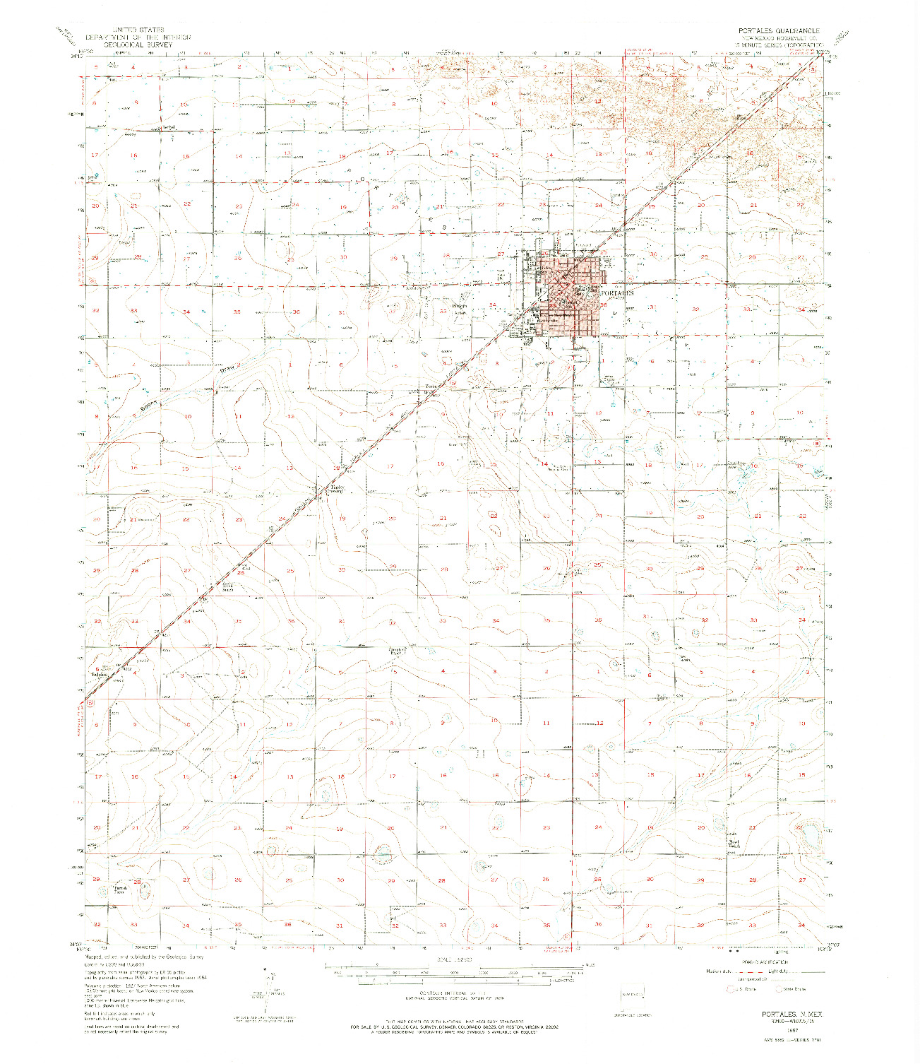 USGS 1:62500-SCALE QUADRANGLE FOR PORTALES, NM 1957