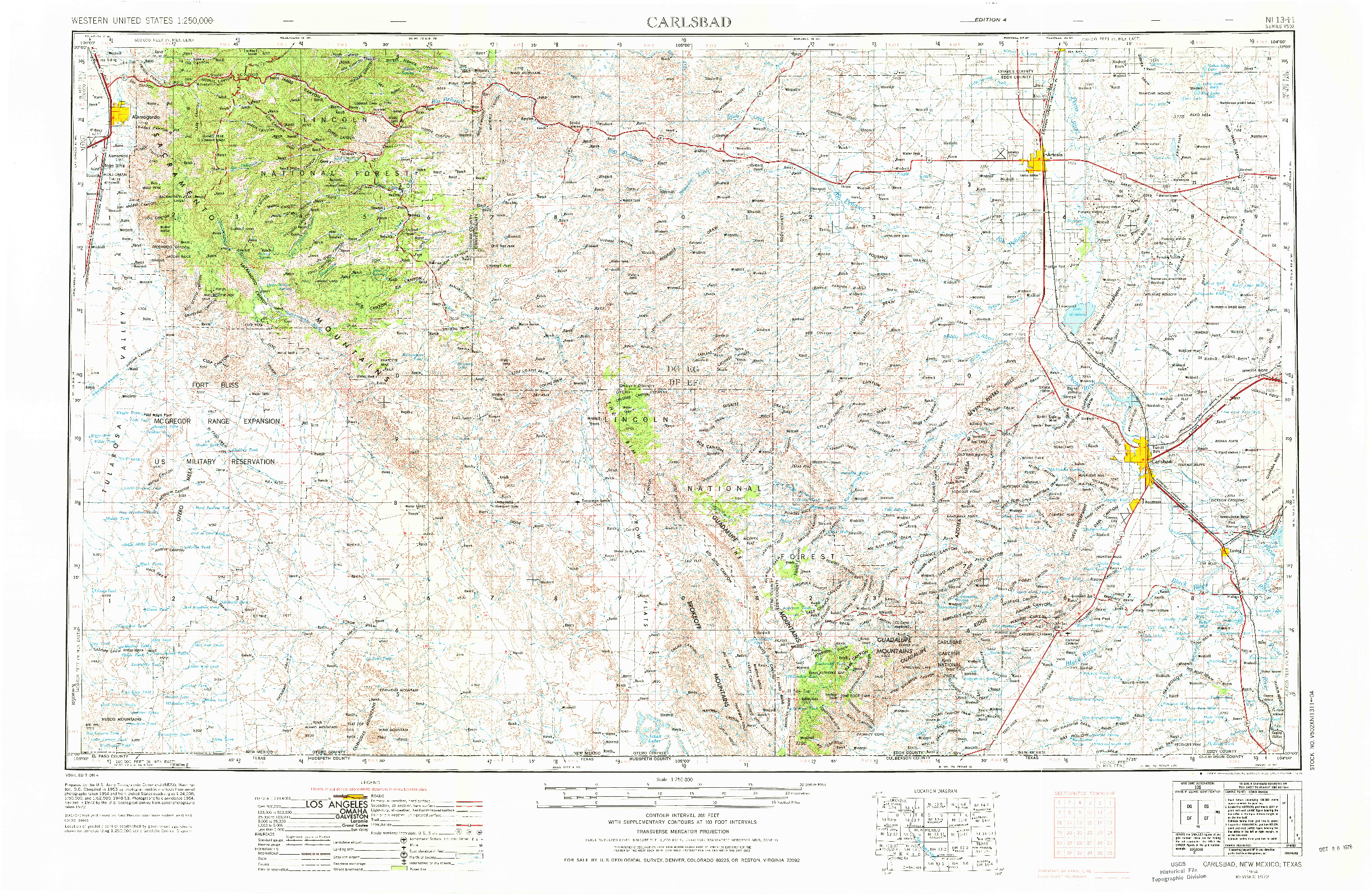 USGS 1:250000-SCALE QUADRANGLE FOR CARLSBAD, NM 1954