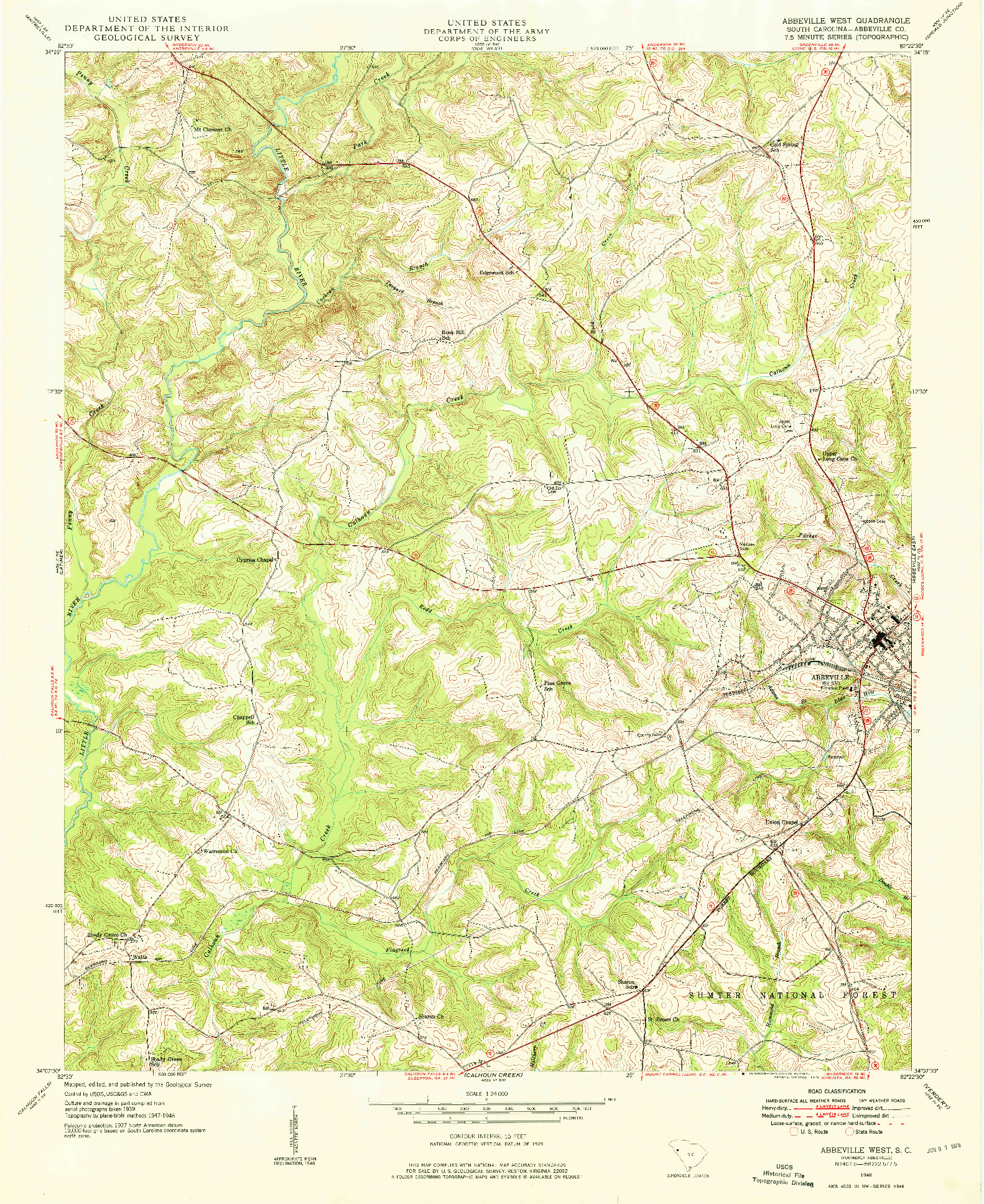 USGS 1:24000-SCALE QUADRANGLE FOR ABBEVILLE WEST, SC 1948