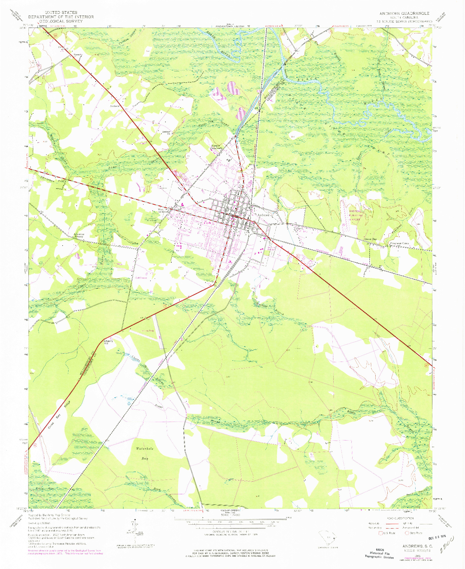 USGS 1:24000-SCALE QUADRANGLE FOR ANDREWS, SC 1943