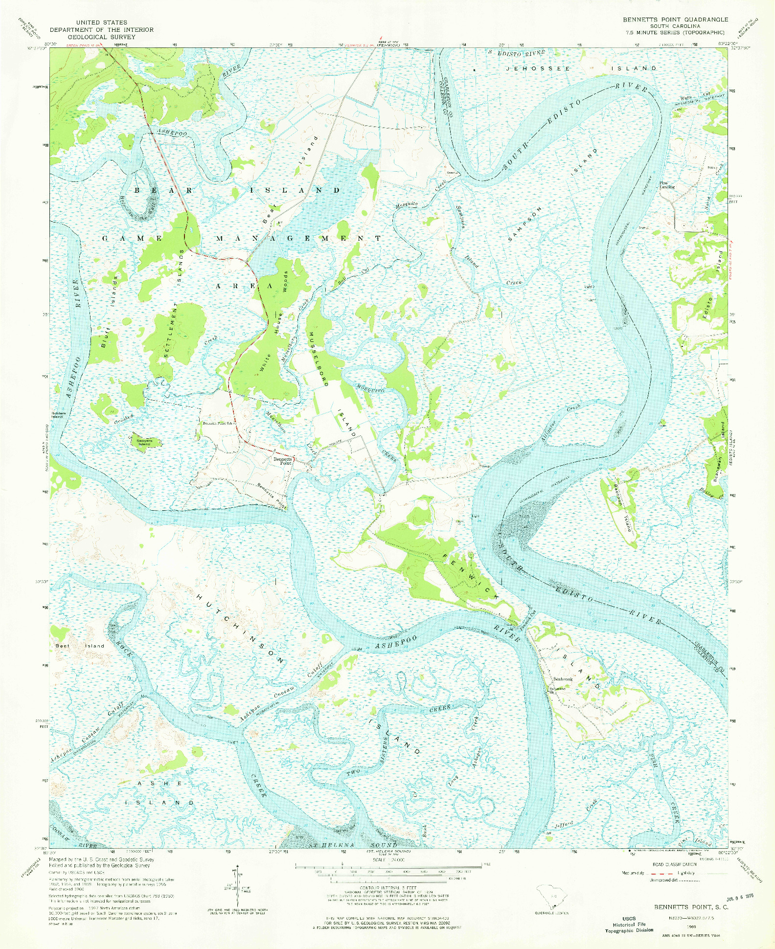 USGS 1:24000-SCALE QUADRANGLE FOR BENNETTS POINT, SC 1960