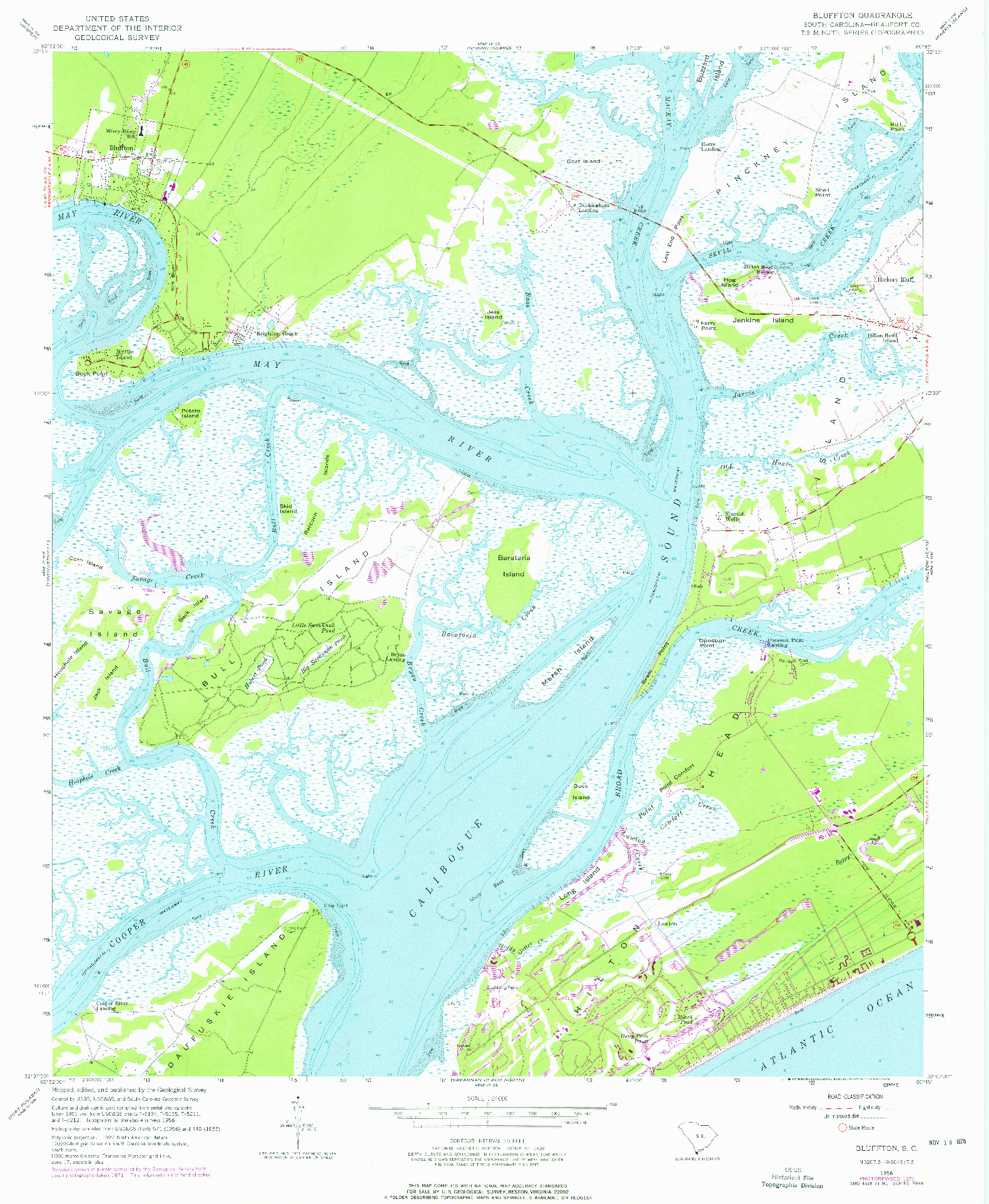 USGS 1:24000-SCALE QUADRANGLE FOR BLUFFTON, SC 1956