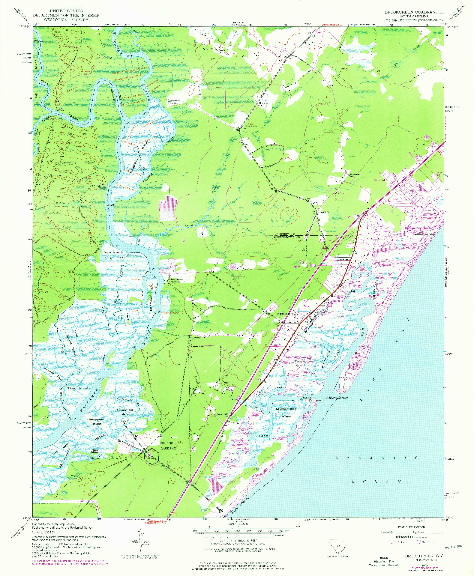 USGS 1:24000-SCALE QUADRANGLE FOR BROOKGREEN, SC 1943