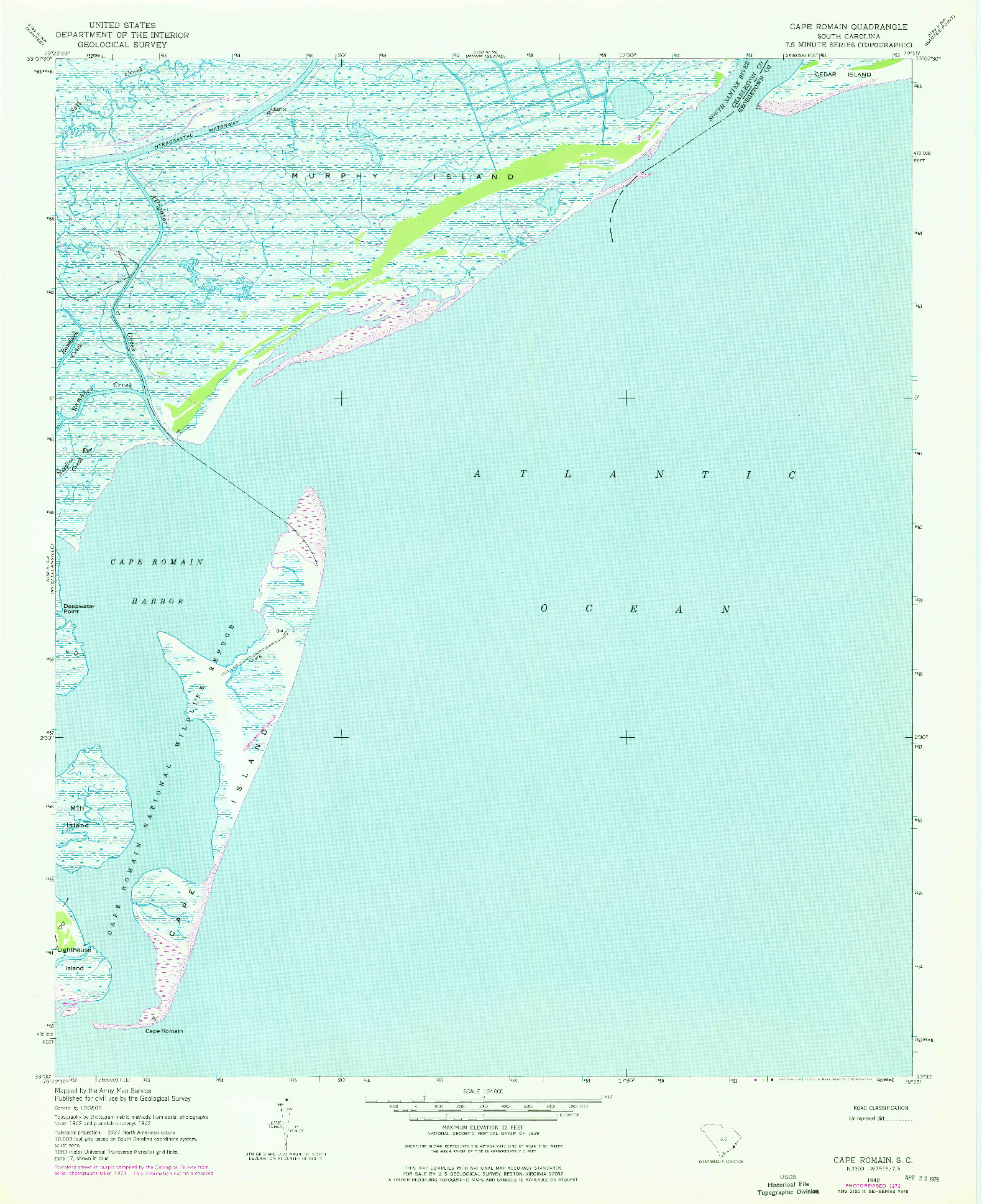 USGS 1:24000-SCALE QUADRANGLE FOR CAPE ROMAIN, SC 1942