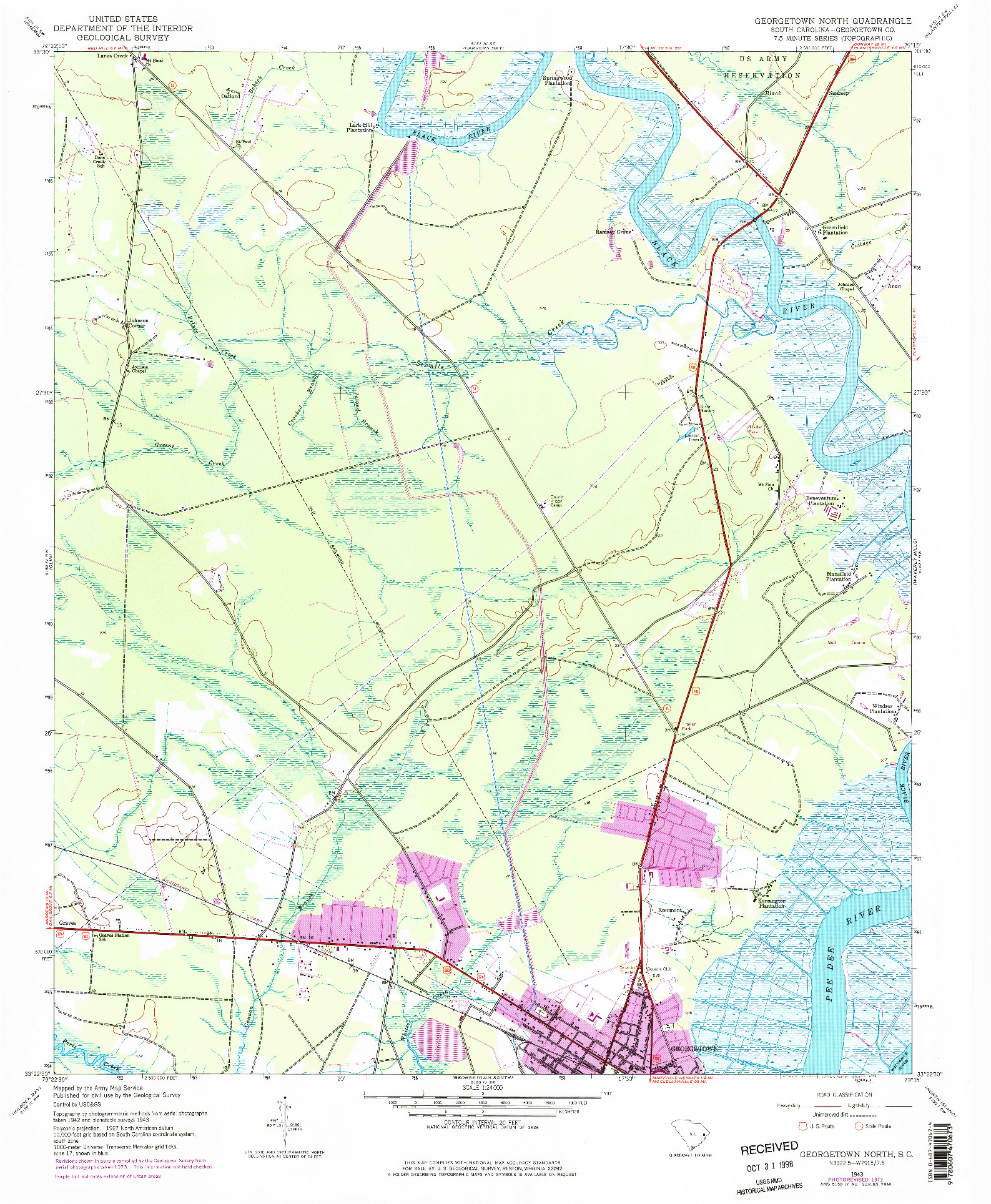 USGS 1:24000-SCALE QUADRANGLE FOR GEORGETOWN NORTH, SC 1943