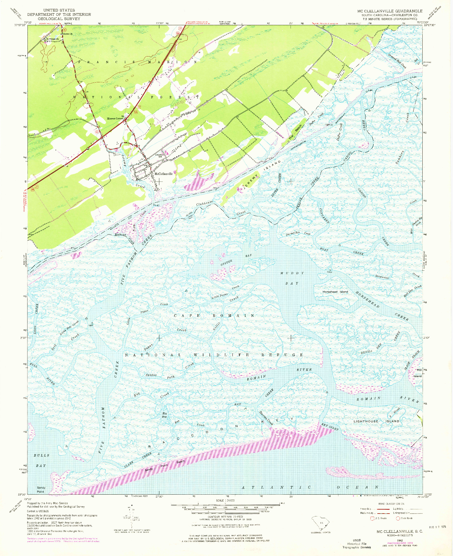 USGS 1:24000-SCALE QUADRANGLE FOR MC CLELLANVILLE, SC 1942