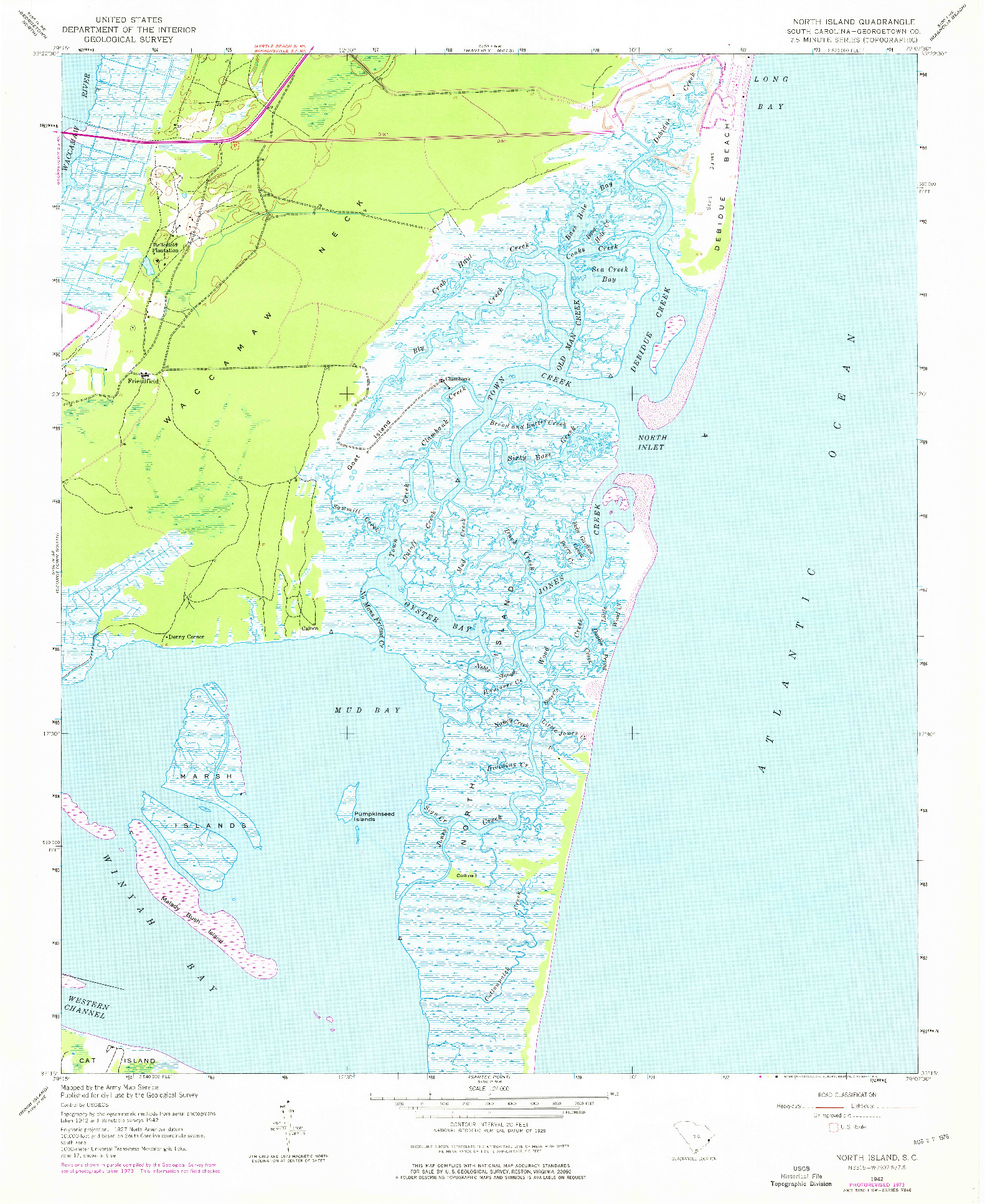 USGS 1:24000-SCALE QUADRANGLE FOR NORTH ISLAND, SC 1942