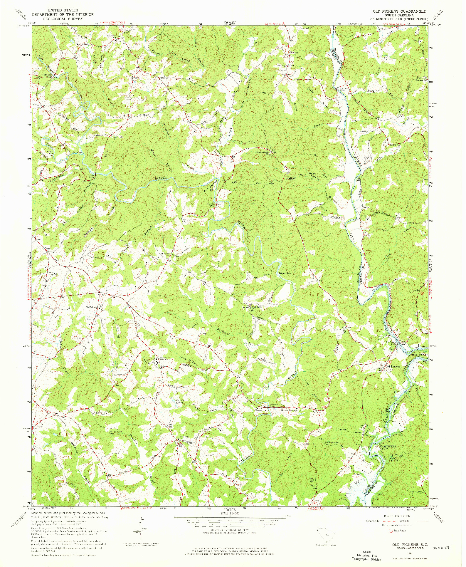 USGS 1:24000-SCALE QUADRANGLE FOR OLD PICKENS, SC 1961