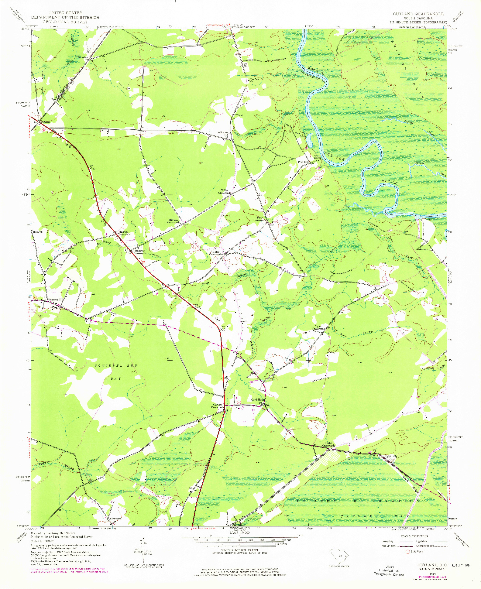 USGS 1:24000-SCALE QUADRANGLE FOR OUTLAND, SC 1943