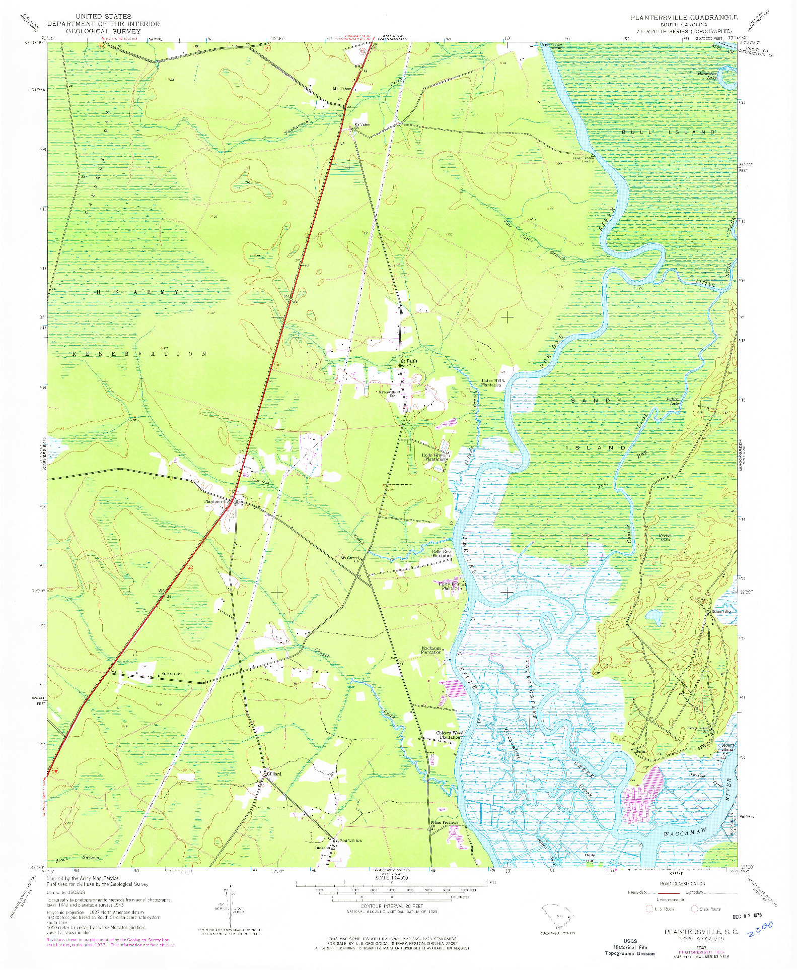USGS 1:24000-SCALE QUADRANGLE FOR PLANTERSVILLE, SC 1943