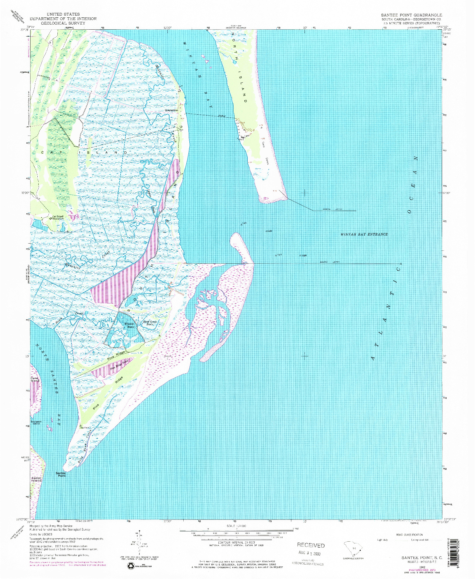 USGS 1:24000-SCALE QUADRANGLE FOR SANTEE POINT, SC 1942