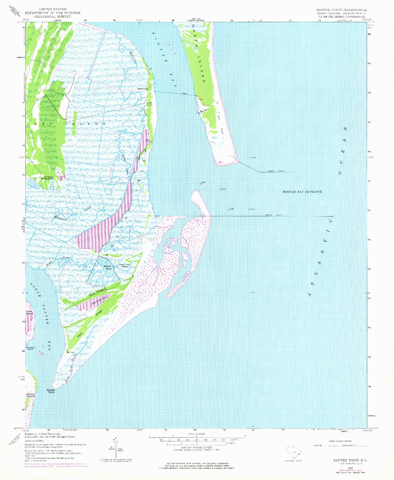 USGS 1:24000-SCALE QUADRANGLE FOR SANTEE POINT, SC 1942