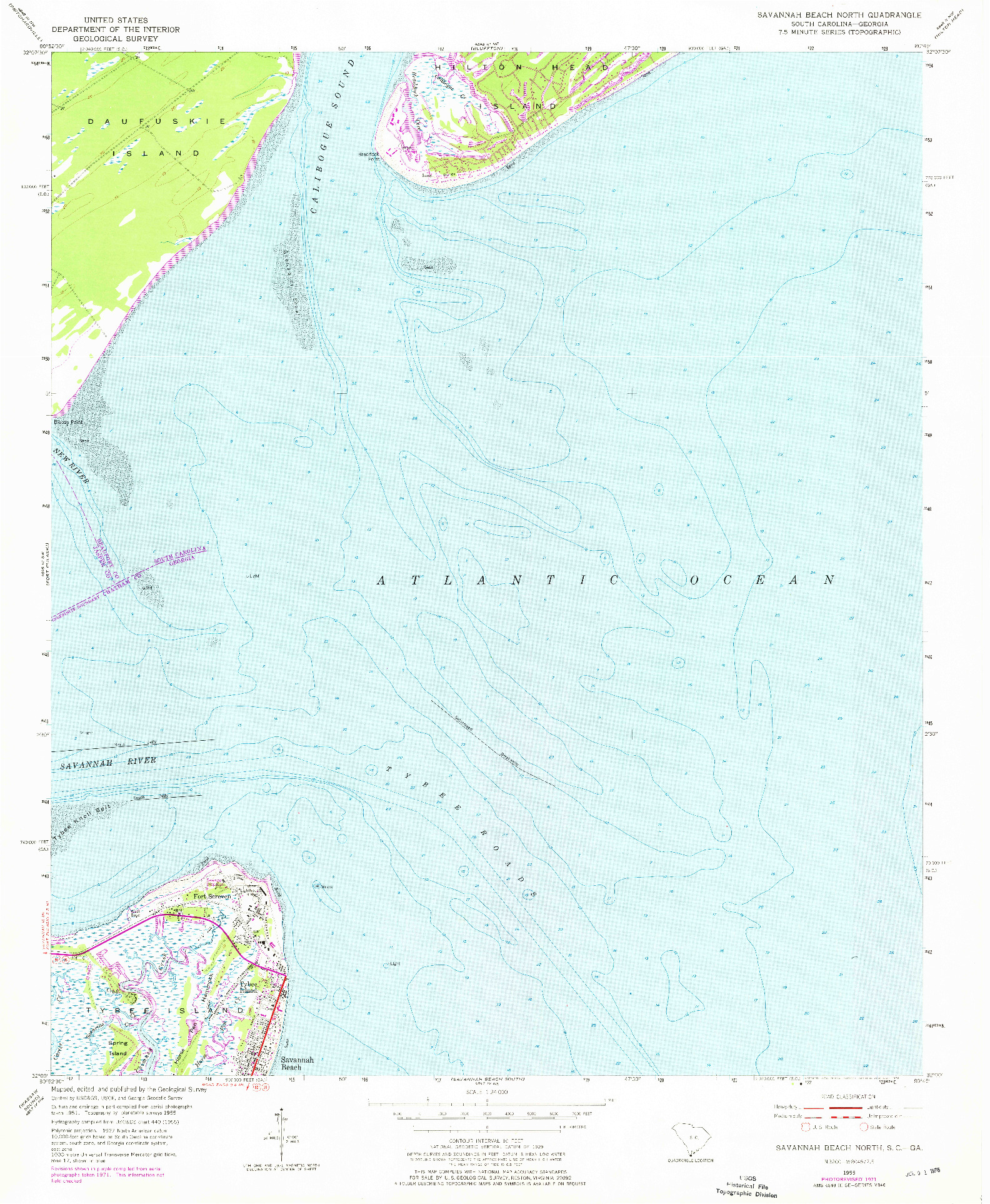 USGS 1:24000-SCALE QUADRANGLE FOR SAVANNAH BEACH NORTH, SC 1955