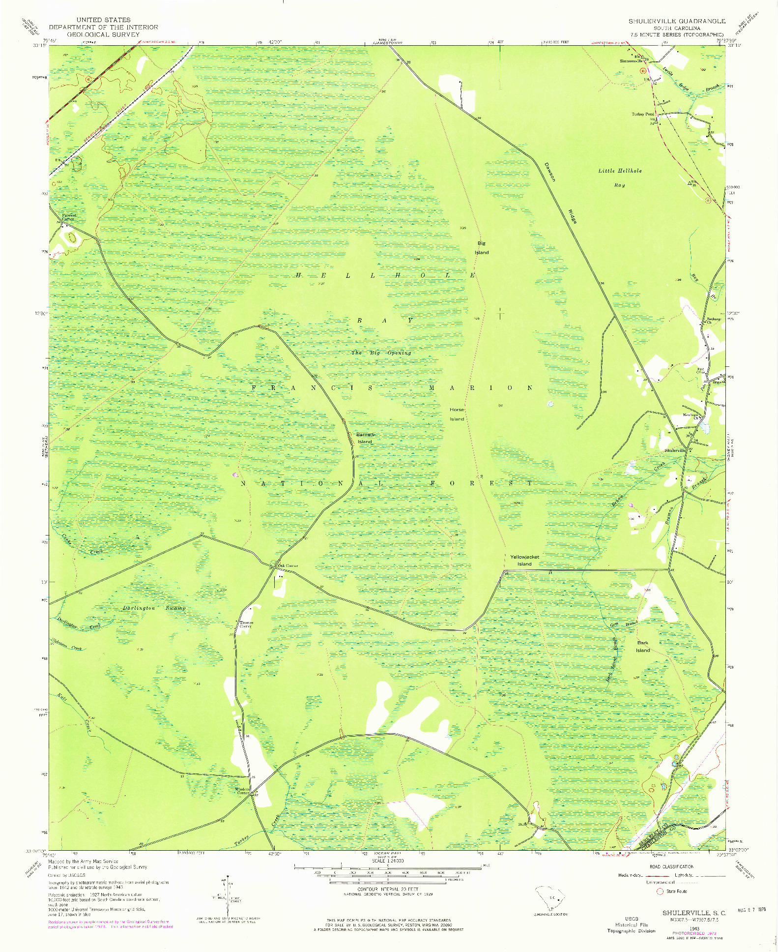 USGS 1:24000-SCALE QUADRANGLE FOR SHULERVILLE, SC 1943
