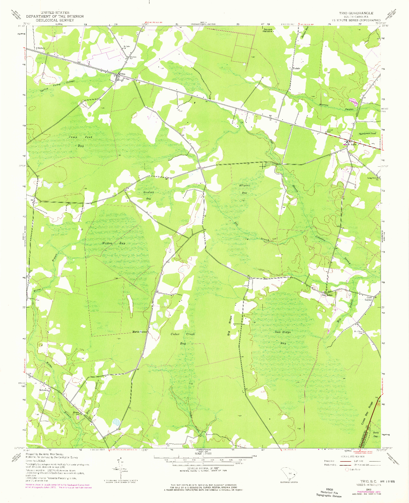 USGS 1:24000-SCALE QUADRANGLE FOR TRIO, SC 1943