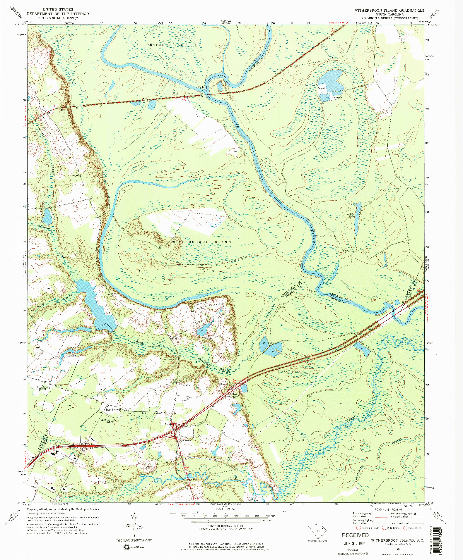 USGS 1:24000-SCALE QUADRANGLE FOR WITHERSPOON ISLAND, SC 1972