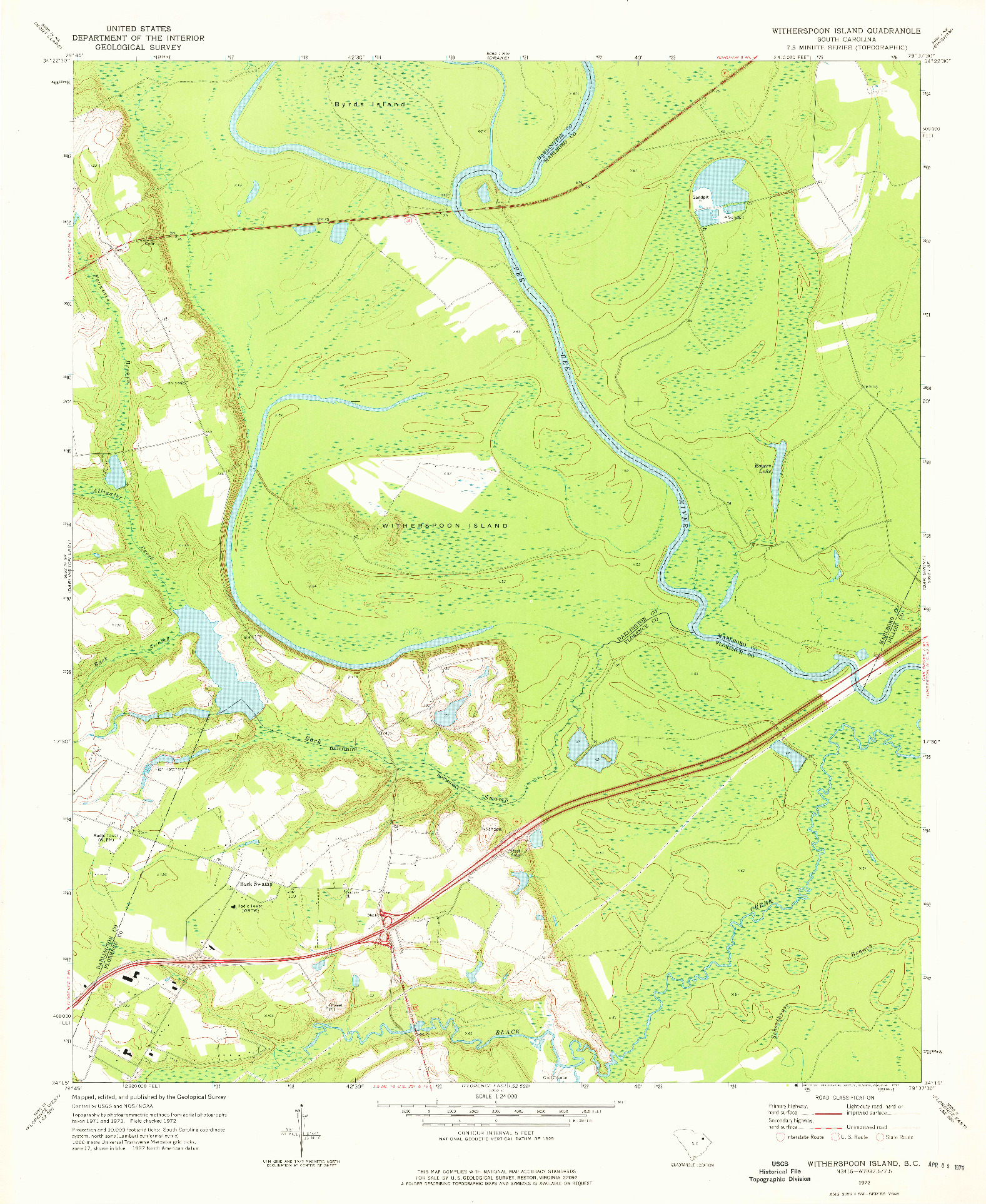 USGS 1:24000-SCALE QUADRANGLE FOR WITHERSPOON ISLAND, SC 1972