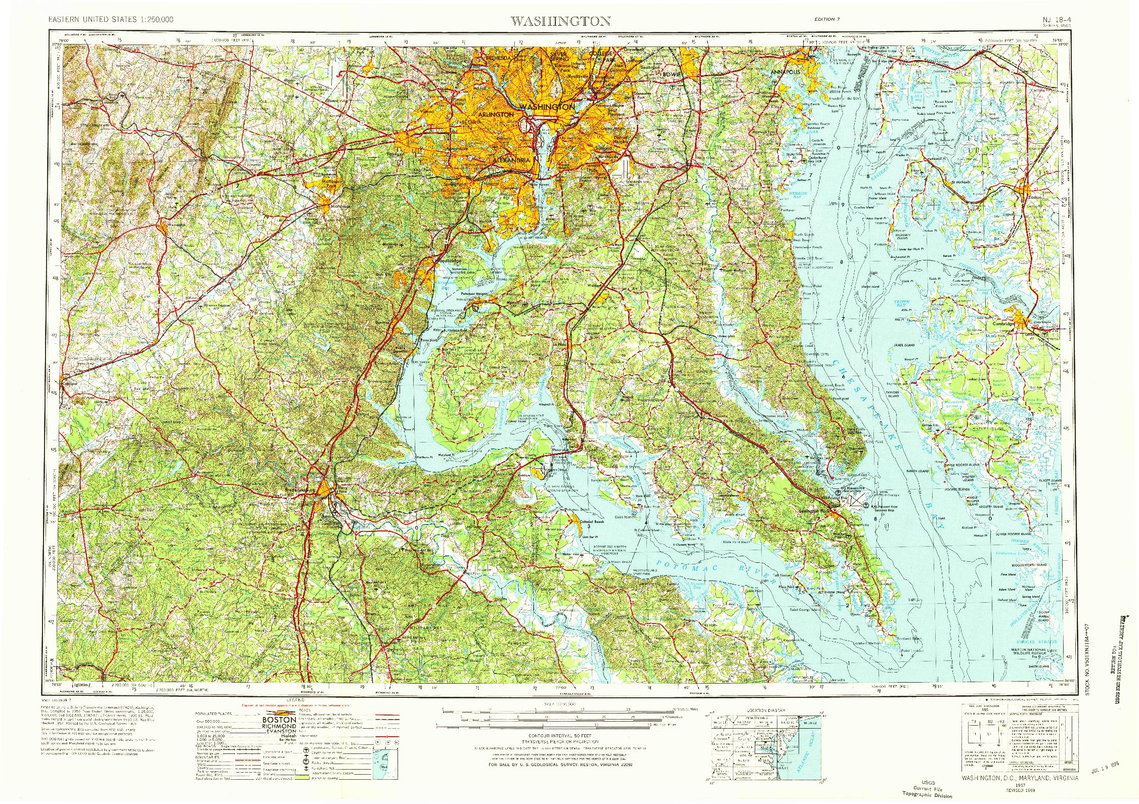 USGS 1:250000-SCALE QUADRANGLE FOR WASHINGTON, DC 1957