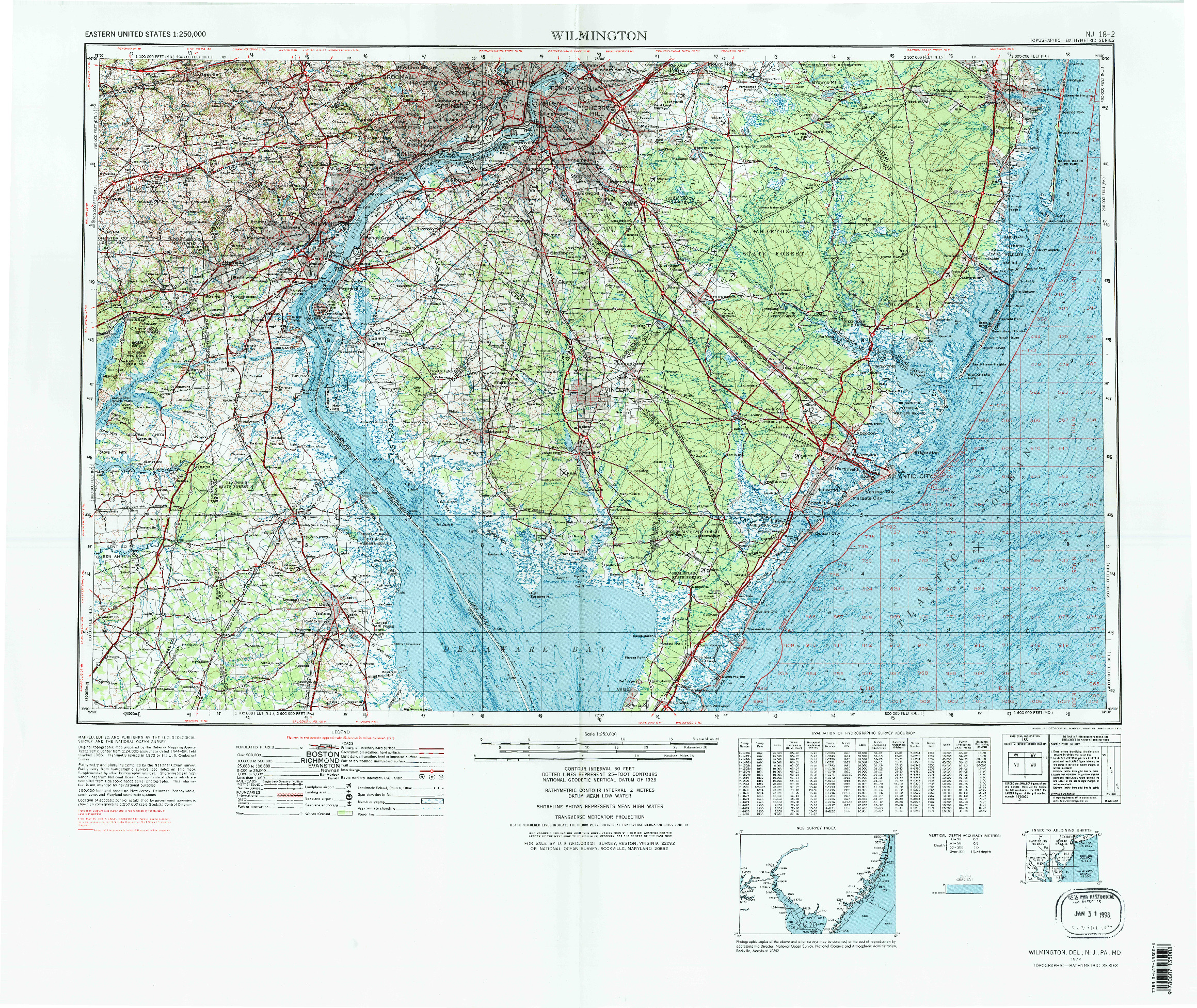 USGS 1:250000-SCALE QUADRANGLE FOR WILMINGTON, DE 1972