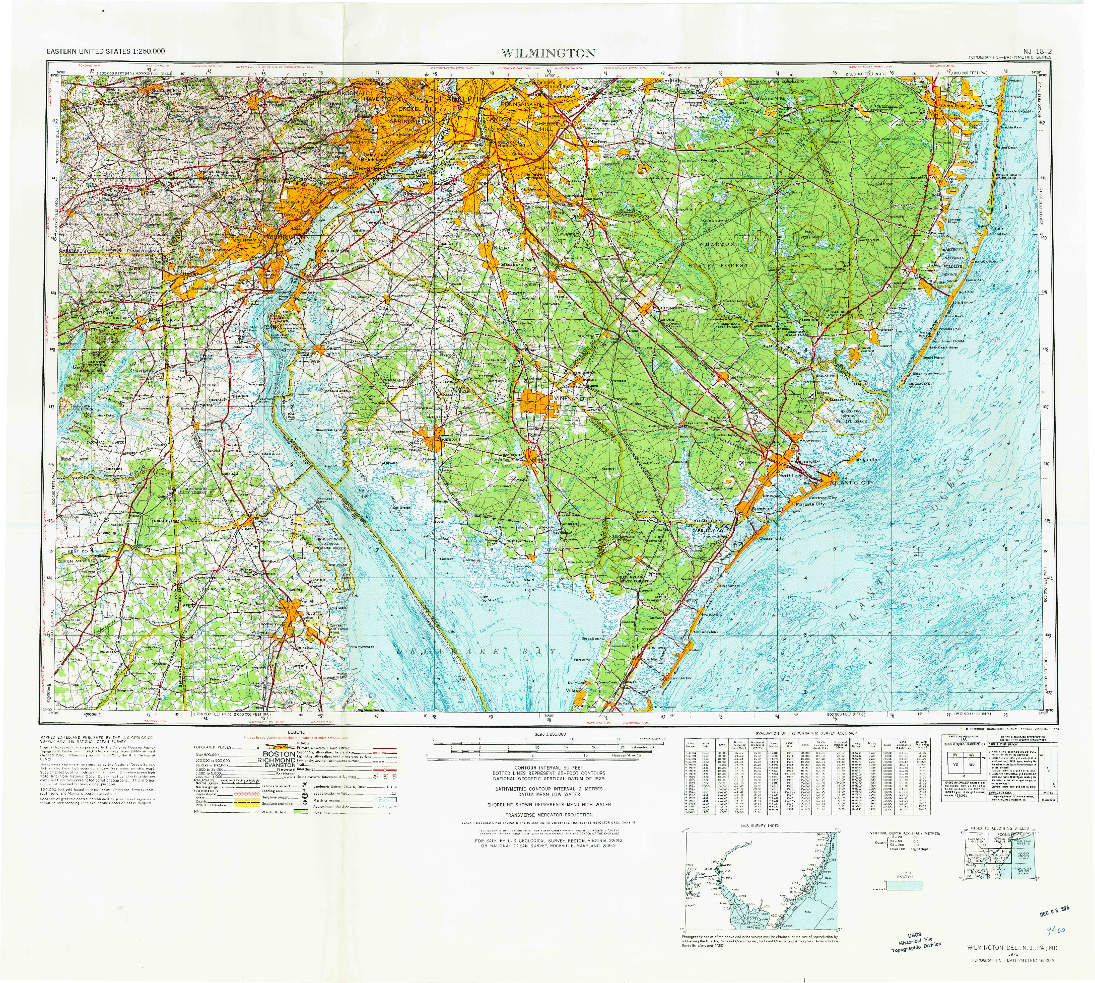 USGS 1:250000-SCALE QUADRANGLE FOR WILMINGTON, DE 1972