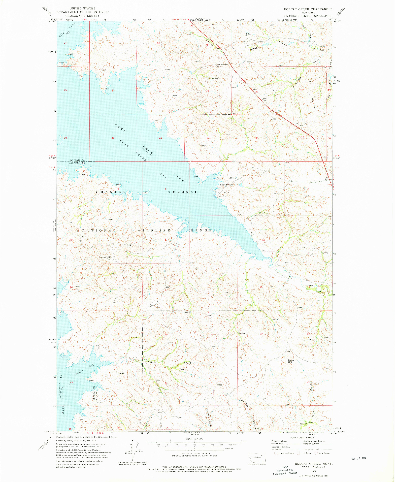 USGS 1:24000-SCALE QUADRANGLE FOR BOBCAT CREEK, MT 1972