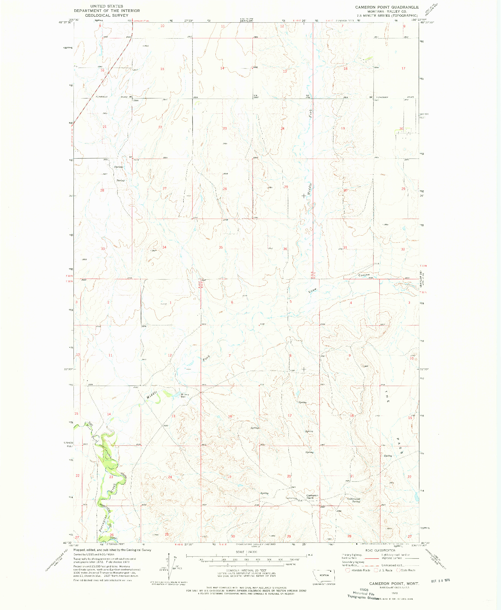 USGS 1:24000-SCALE QUADRANGLE FOR CAMERON POINT, MT 1973