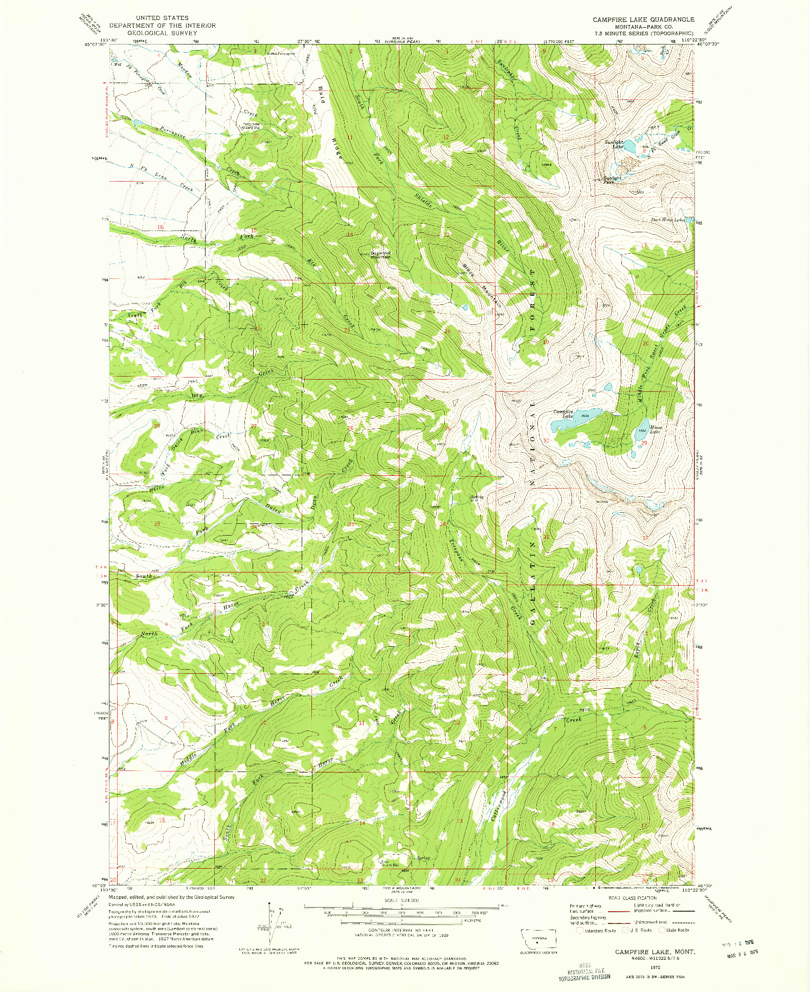 USGS 1:24000-SCALE QUADRANGLE FOR CAMPFIRE LAKE, MT 1972