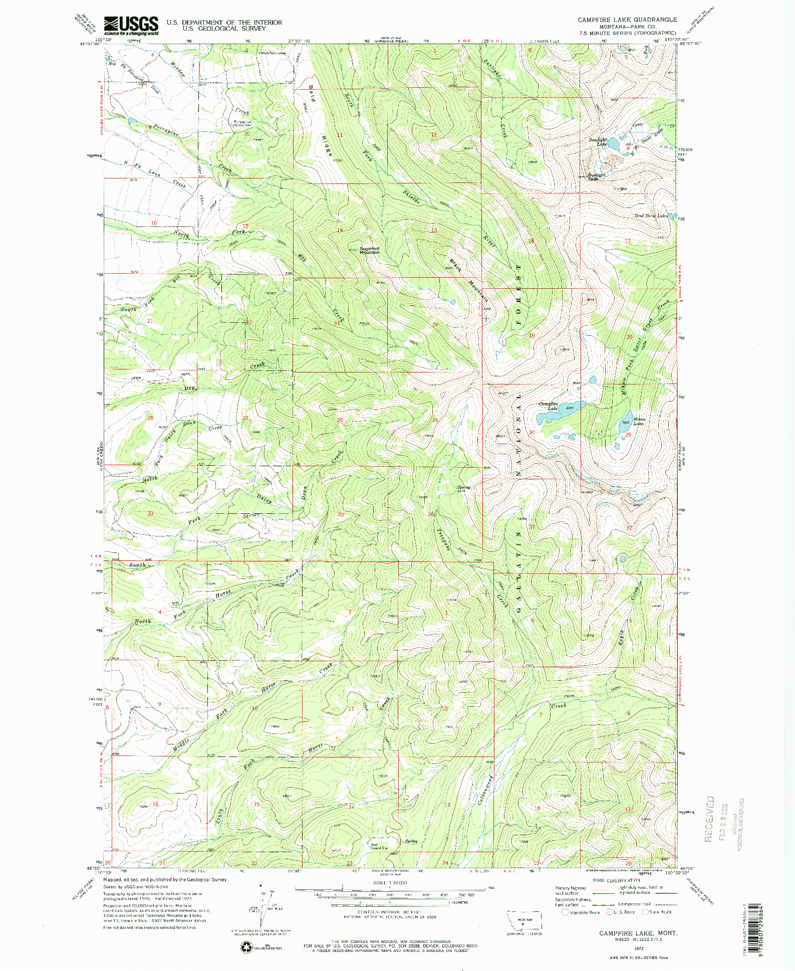 USGS 1:24000-SCALE QUADRANGLE FOR CAMPFIRE LAKE, MT 1972