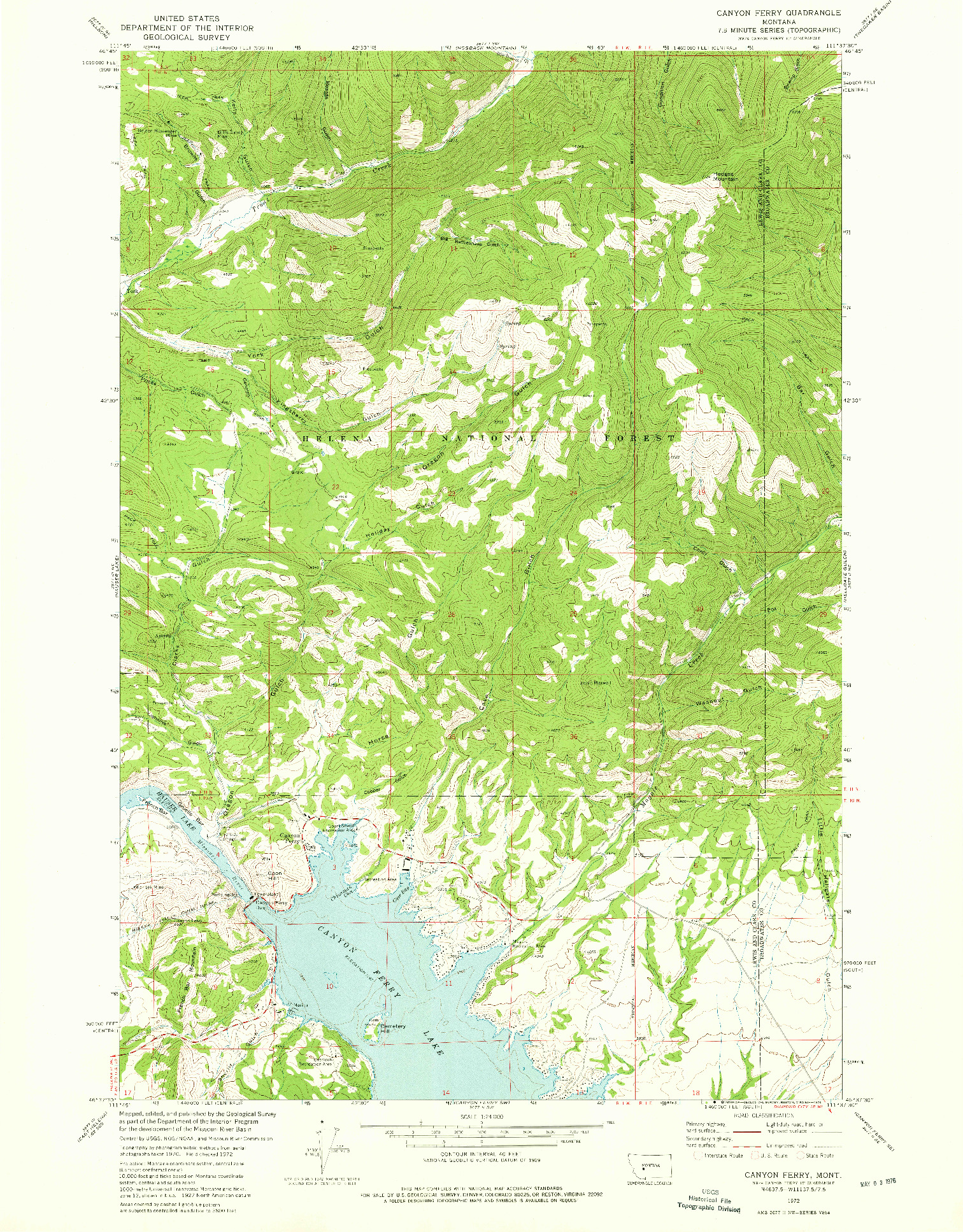 USGS 1:24000-SCALE QUADRANGLE FOR CANYON FERRY, MT 1972