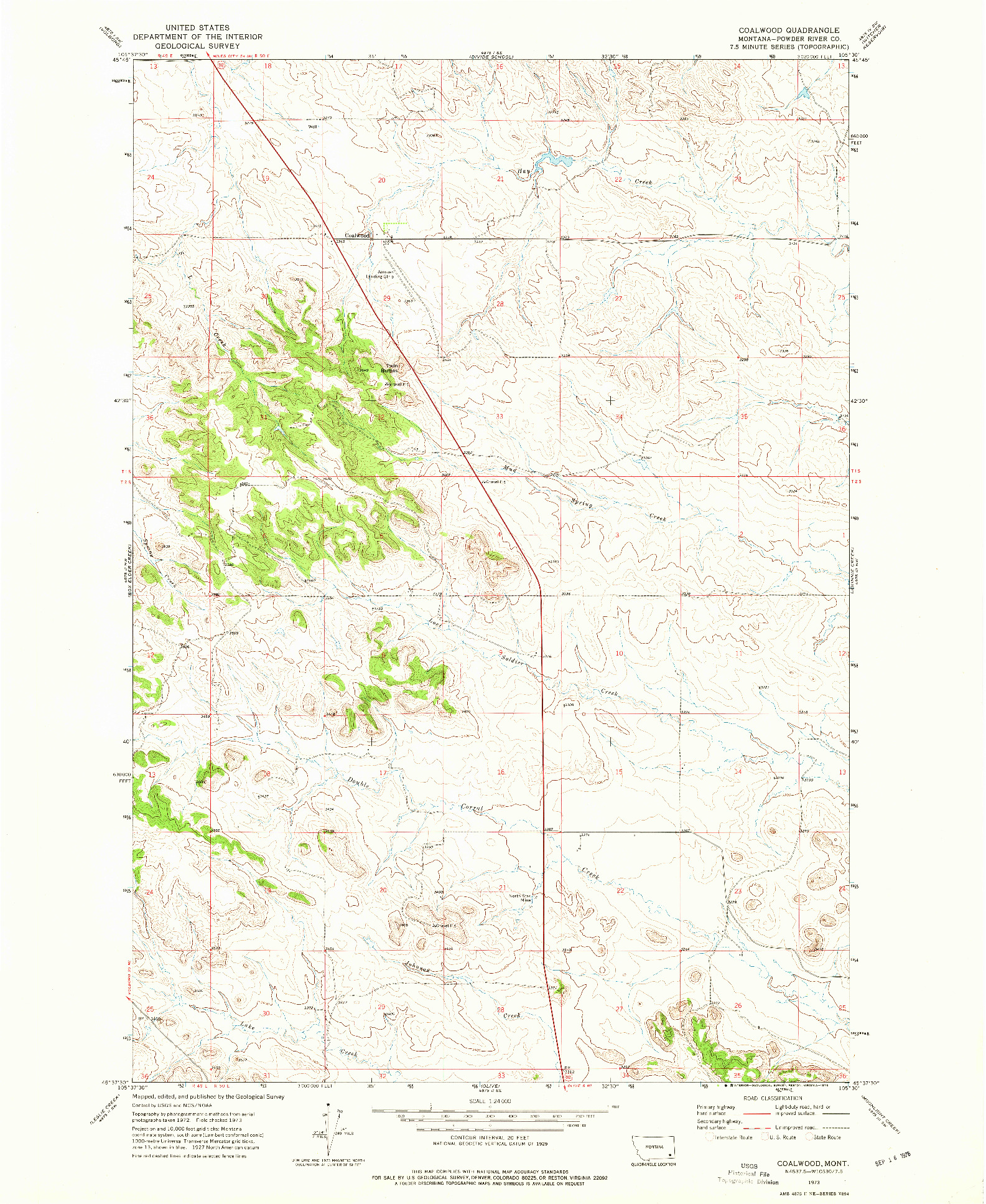USGS 1:24000-SCALE QUADRANGLE FOR COALWOOD, MT 1973