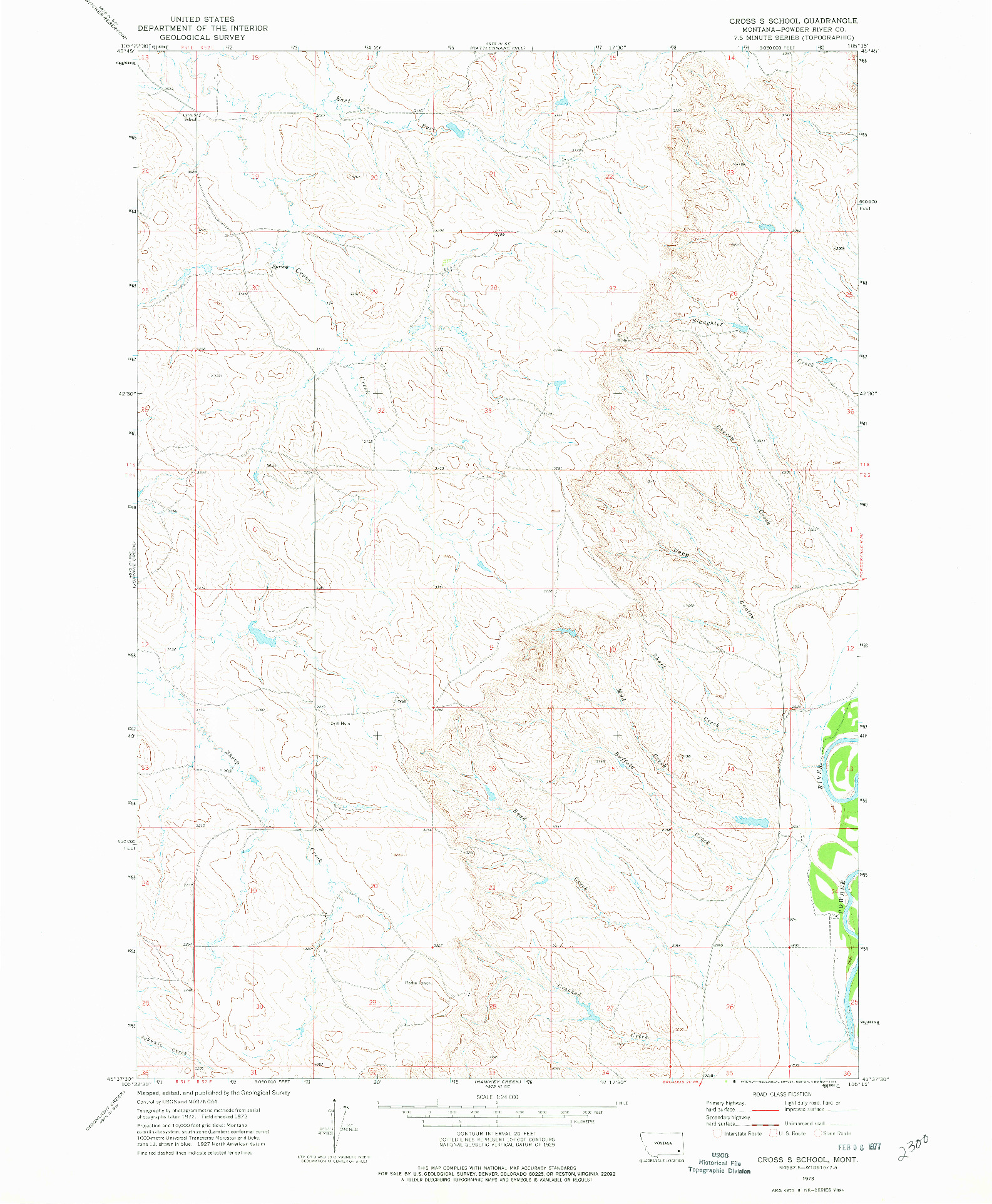 USGS 1:24000-SCALE QUADRANGLE FOR CROSS S SCHOOL, MT 1973