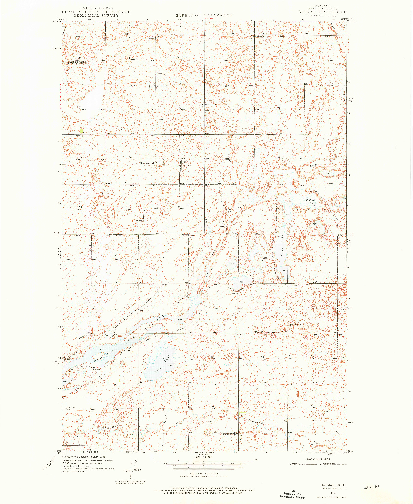 USGS 1:24000-SCALE QUADRANGLE FOR DAGMAR, MT 1946