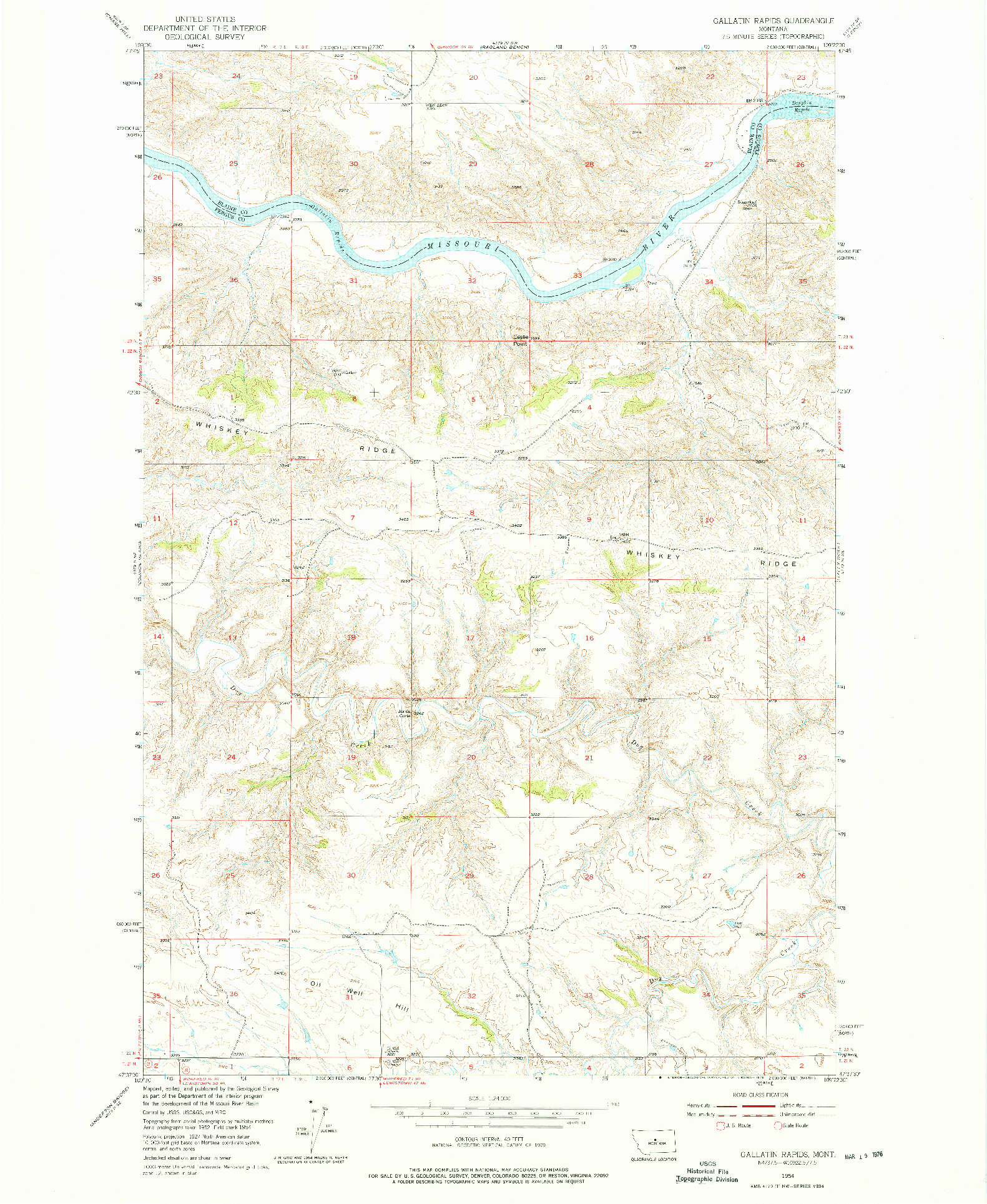 USGS 1:24000-SCALE QUADRANGLE FOR GALLATIN RAPIDS, MT 1954