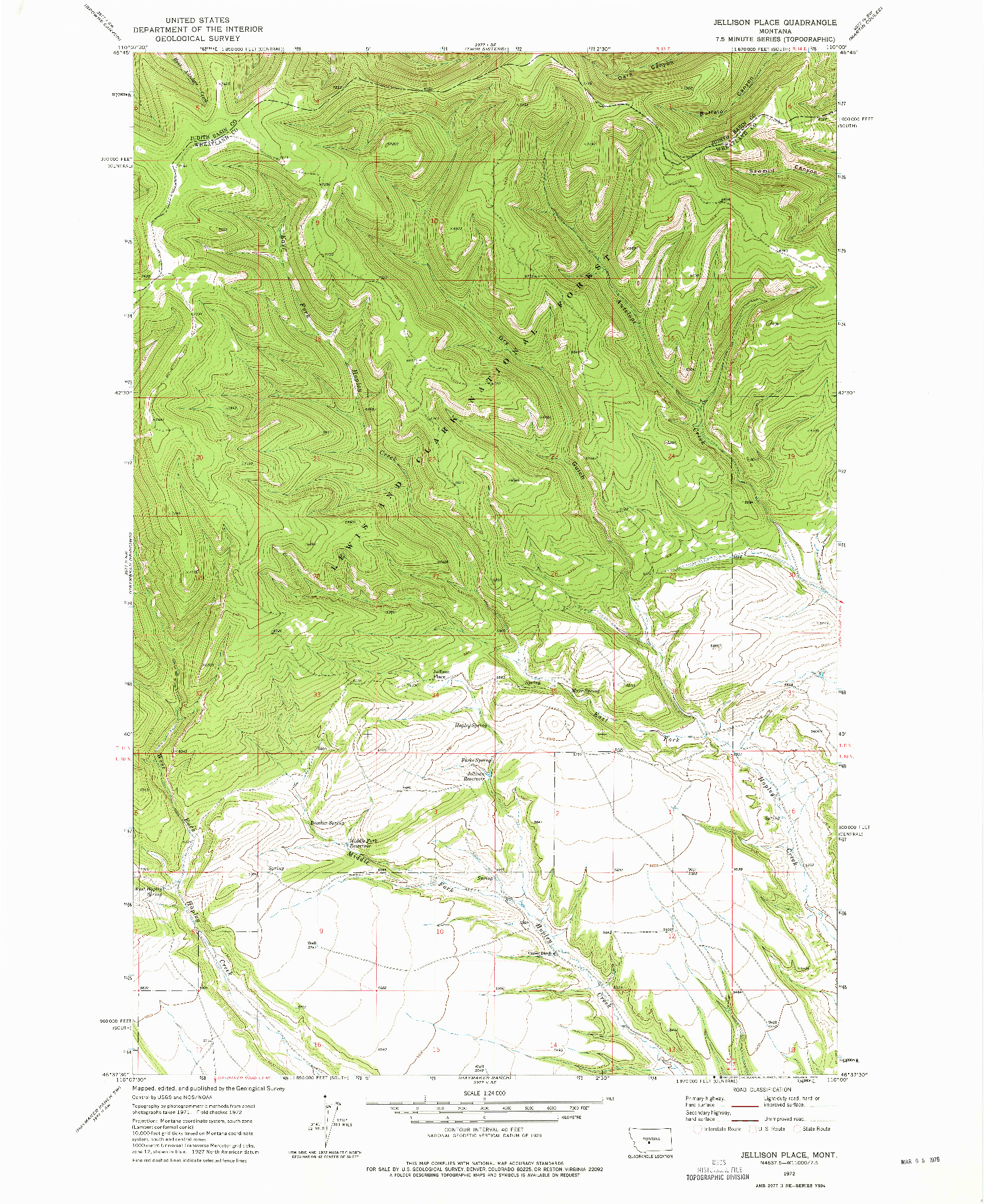 USGS 1:24000-SCALE QUADRANGLE FOR JELLISON PLACE, MT 1972