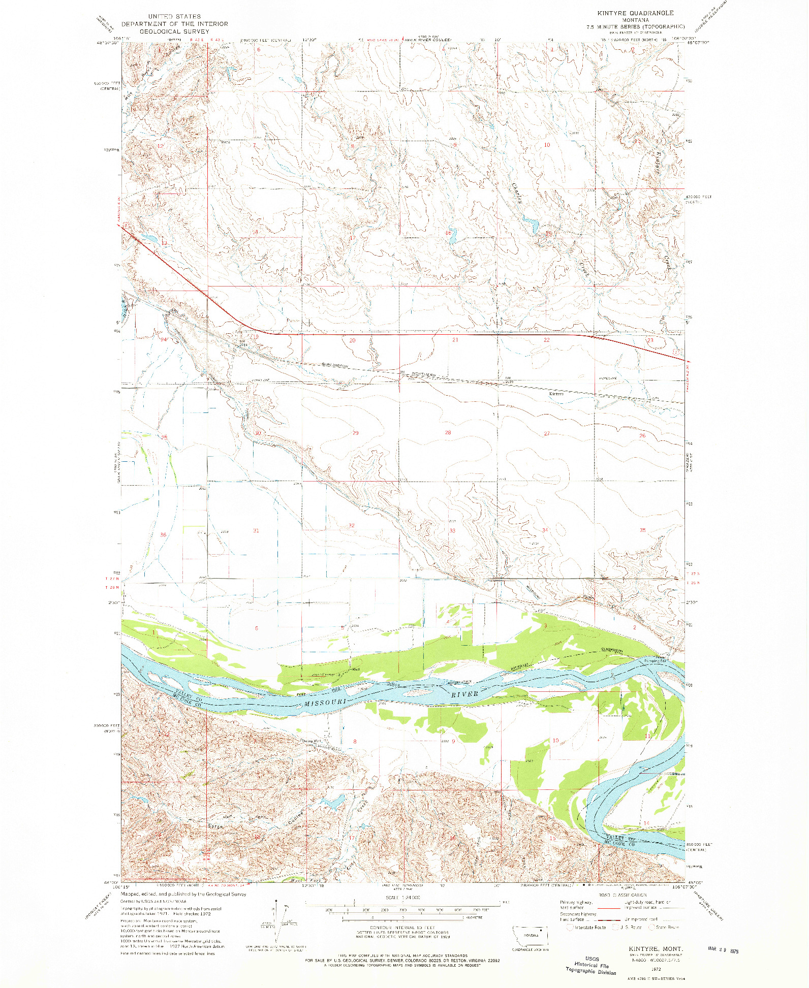 USGS 1:24000-SCALE QUADRANGLE FOR KINTYRE, MT 1972