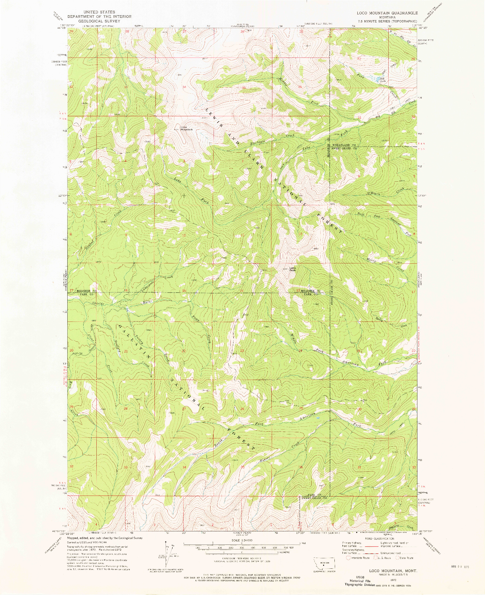 USGS 1:24000-SCALE QUADRANGLE FOR LOCO MOUNTAIN, MT 1972