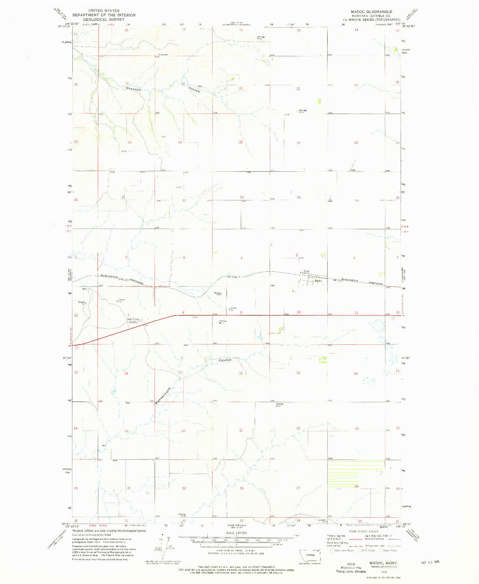 USGS 1:24000-SCALE QUADRANGLE FOR MADOC, MT 1973