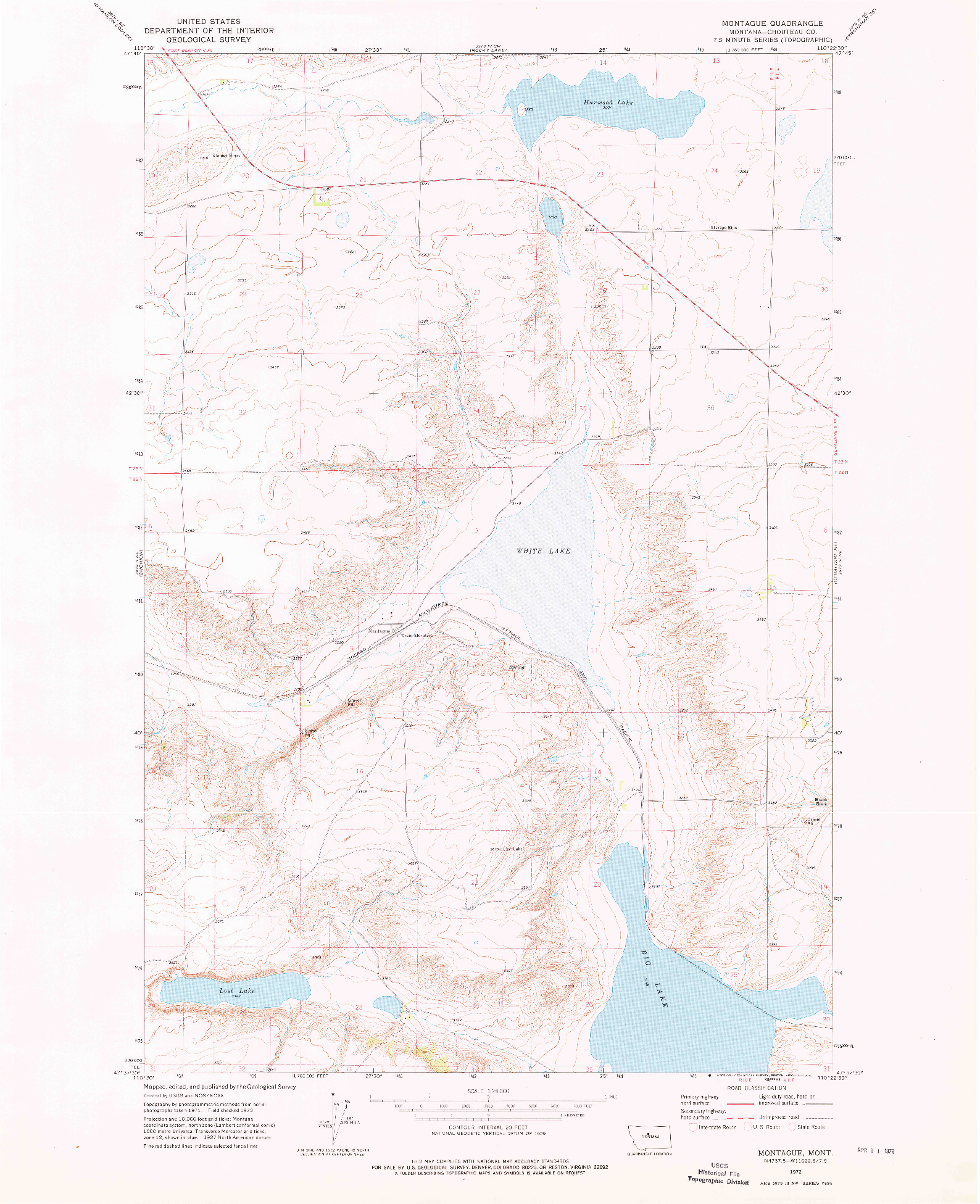 USGS 1:24000-SCALE QUADRANGLE FOR MONTAGUE, MT 1972