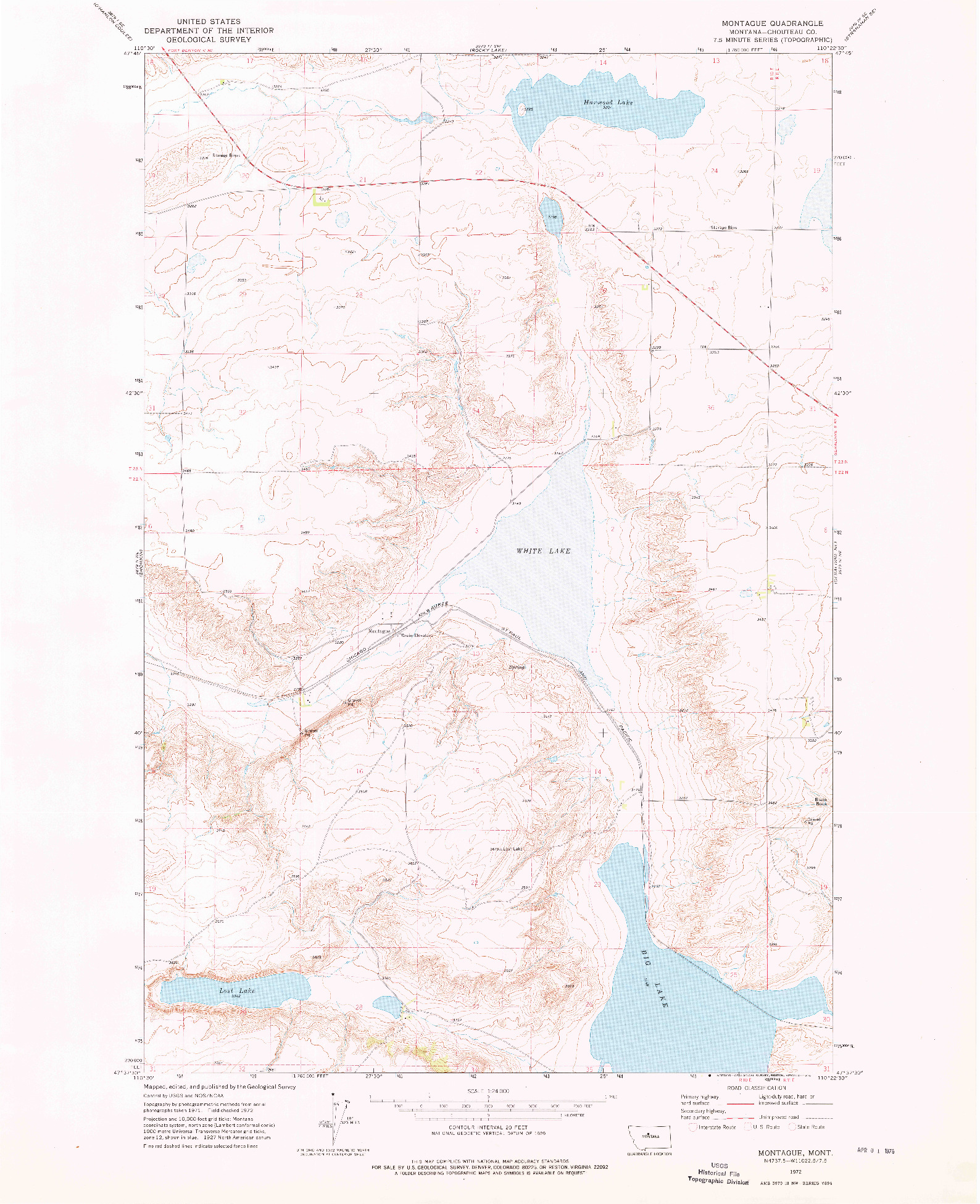 USGS 1:24000-SCALE QUADRANGLE FOR MONTAGUE, MT 1972