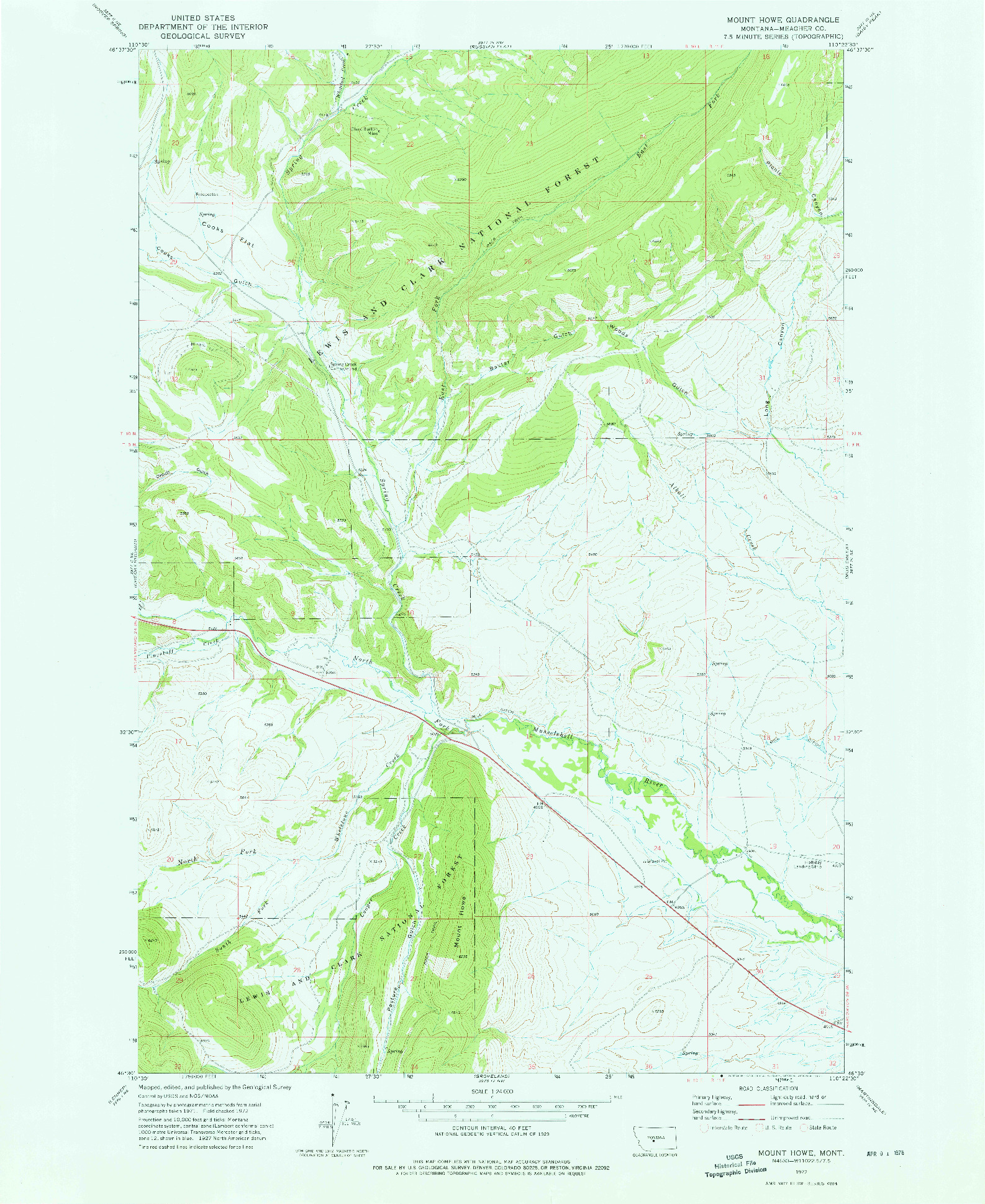 USGS 1:24000-SCALE QUADRANGLE FOR MOUNT HOWE, MT 1972