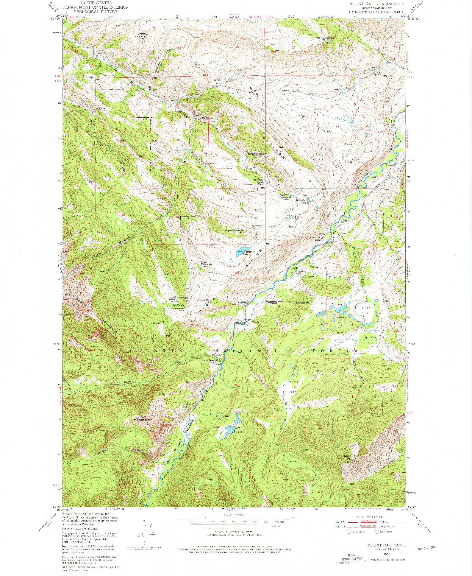 USGS 1:24000-SCALE QUADRANGLE FOR MOUNT RAE, MT 1951